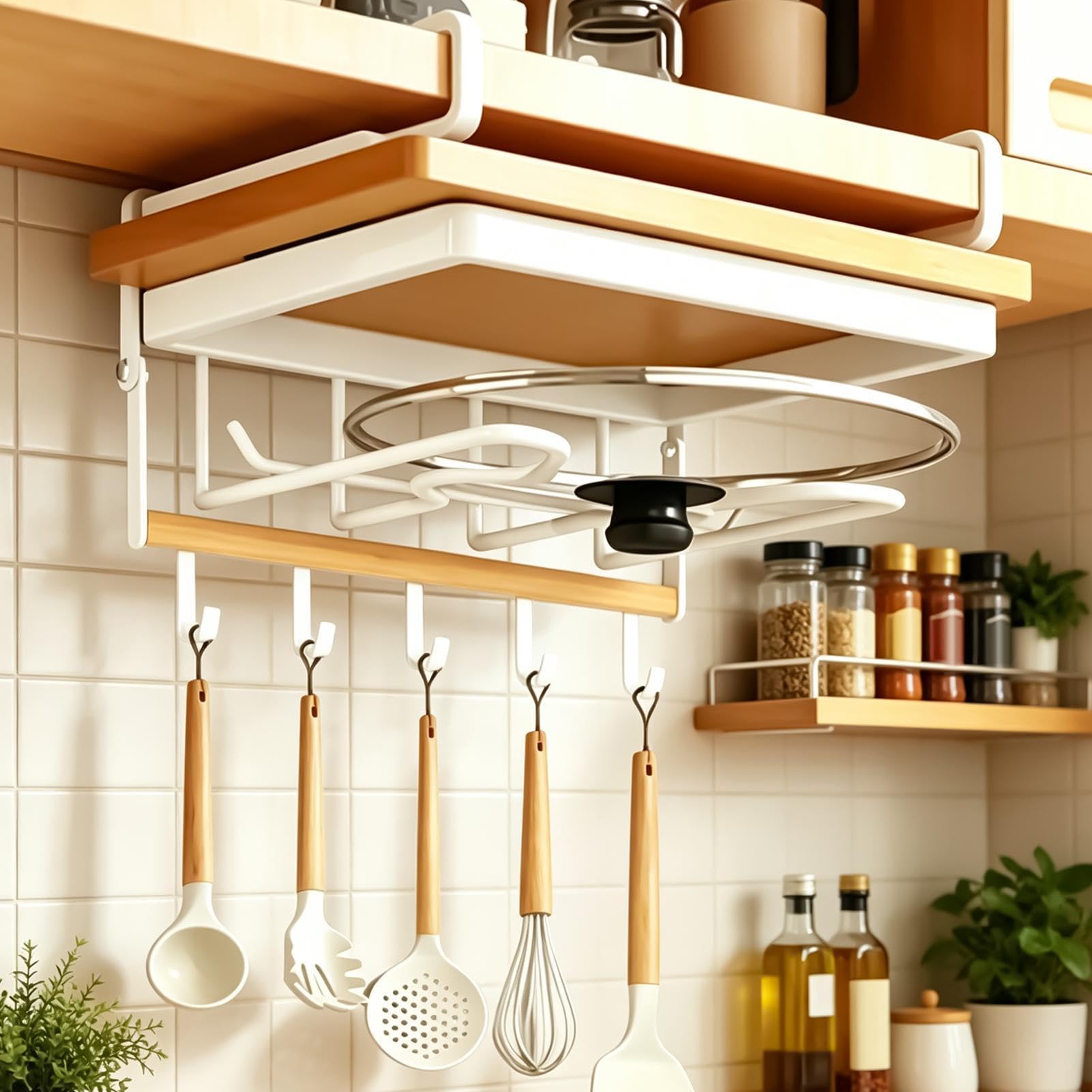 Mobiletto portaoggetti portaoggetti in metallo senza fori moderno con ganci