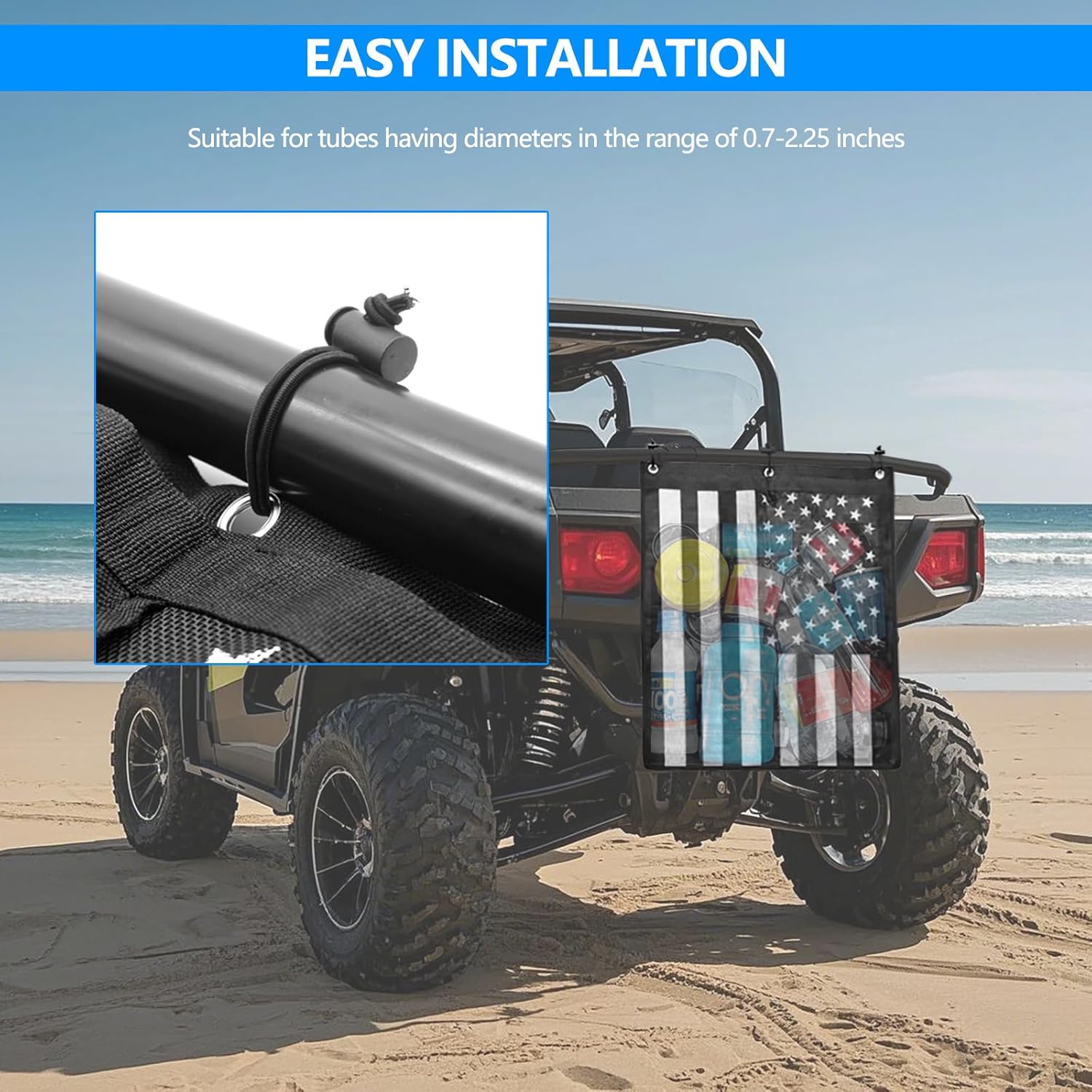 Universal Trash Sack ATV UTV Mesh Trash Bag Large Storage Bag Teslin Compatible with Polaris RZR, CFMOTO, Can-Am, Teryx, Arctic Cat, Golf Cart, Pioneer, Boat(American Flag Print)