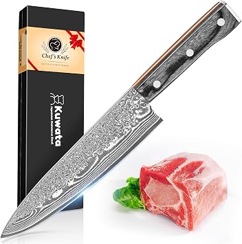 Damascus Chef Knife 8 Inch, Professional Japanese VG10 Damascus Steel Super Sharp Cooking Knife, G10 Ergonomic Color Wooden Handle with Luxury Gift Box