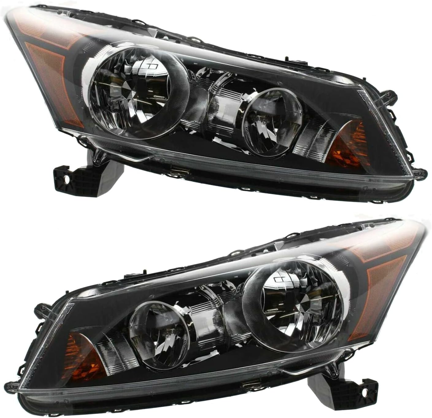 Set of 2 Headlight Headlamp Assembly Halogen Clear Lens Driver Left & Passenger Right Side For 2008 2009 2010 2011 2012 Honda Accord Sedan - HO2502130 HO2503130
