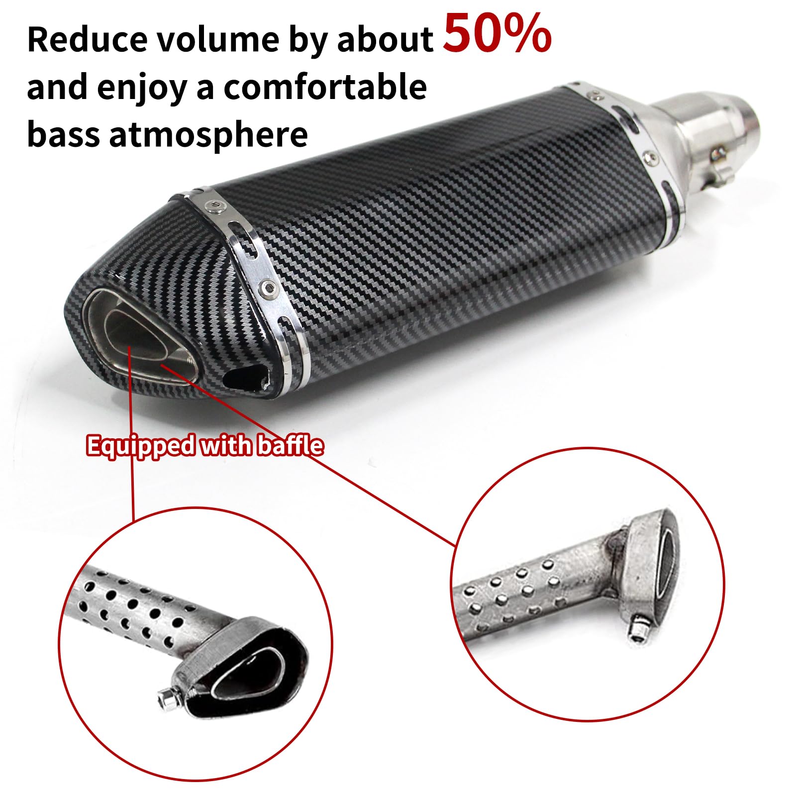 38 51mm Universale Moto Silenziatore di Scarico Slip-On In Acciaio Inox Marmitta Colorato Piccolo Esagonale Coda Diagonale Marmitta Di Scarico Adatto Per Moto Atv (A)