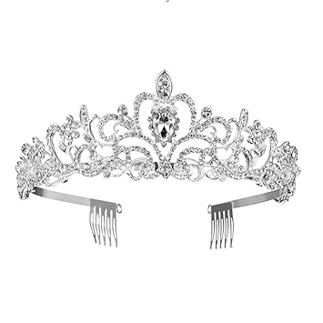 Rhinestones Wedding Tiara Crystal Bridal Crown with Comb Princess Crown Headband for Party