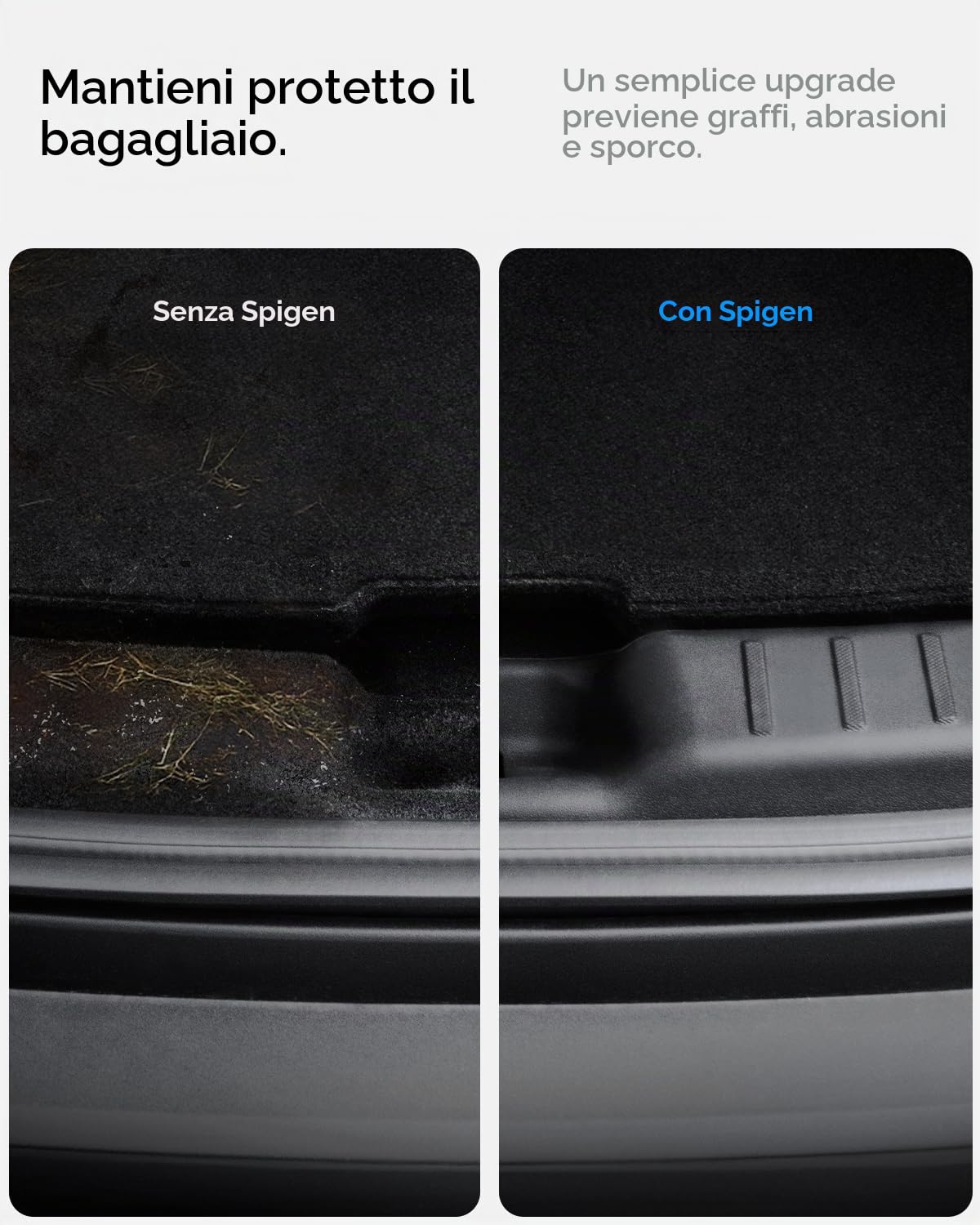 Spigen Tesla Model Y Juniper (Solo Premium & Performance 2025 2026) Protezione Paraurti Posteriore [TPE, Anti-Graffi con Velcro], Protezione Soglia Bagagliaio Compatibile con Tesla Model Y Juniper