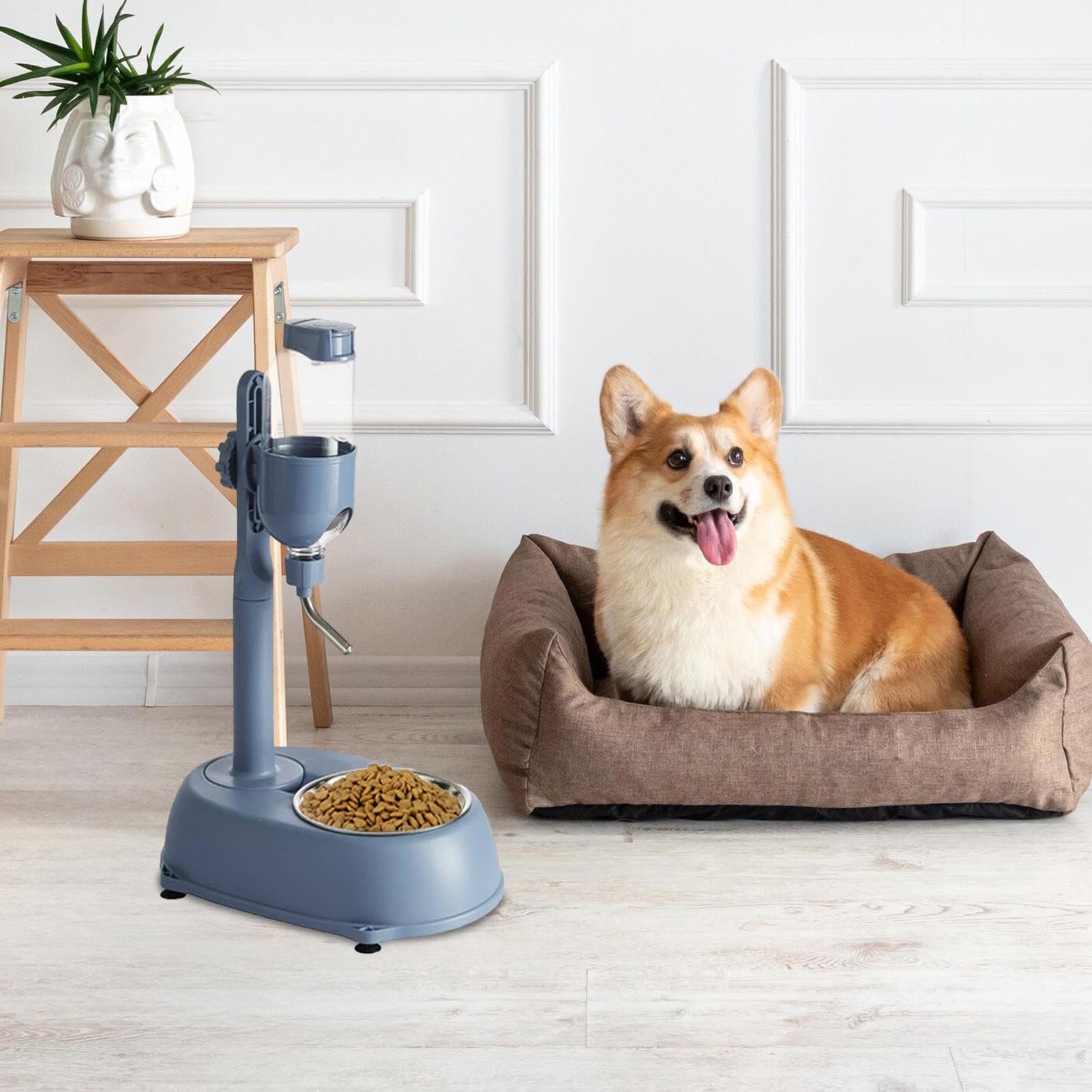 Mangiatoia Automatica Per Cani Con Bottiglia 500 Ml – Ciotola A Ventosa Antiscivolo, Beccuccio Antigoccia E Altezza Regolabile, Per Gatti E Animali Domestici