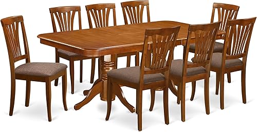 Miniatura 13 de East West Furniture NAAV7-SBR-LC - Juego de mesa y sillas de cocina de 7 piezas consta de una mesa de comedor rectangular con hojas de mariposa y 6