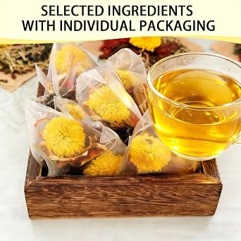 Dandelion and Goji Berry Tea, Natural 8 Herbal Ingredients Blend - Caffeine-free and sugar-free, Goji Berry, Chrysanthemum, Cassia Seed Kidney Cleanse ((1 Bags 12 Pcs)