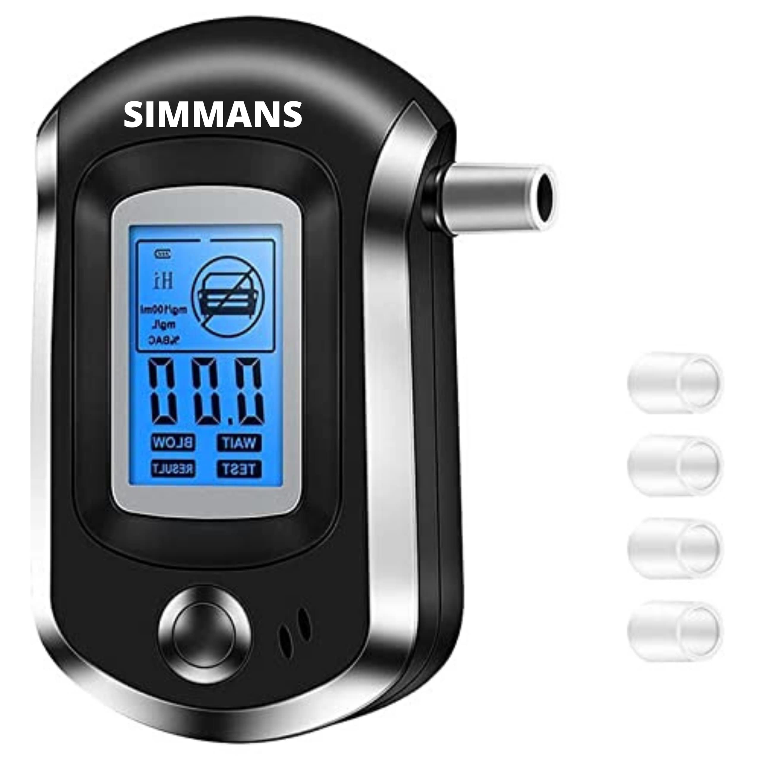 Professional Breathalyzer Portable Breath Digital Display High Accuracy Semiconductor Sensor Alcohol Tester Professional Police At6000 Alcohol Tester with 5 Mouthpieces