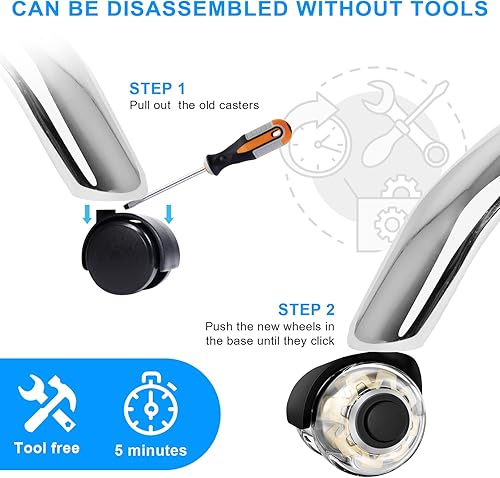 Miniatura 8 de Office Chair Wheels Replacement-Heavy Duty Office Chair Casters(2200lbs),2''Universal Size Wheels for Office Chair,Smooth & Safe Rolling Office