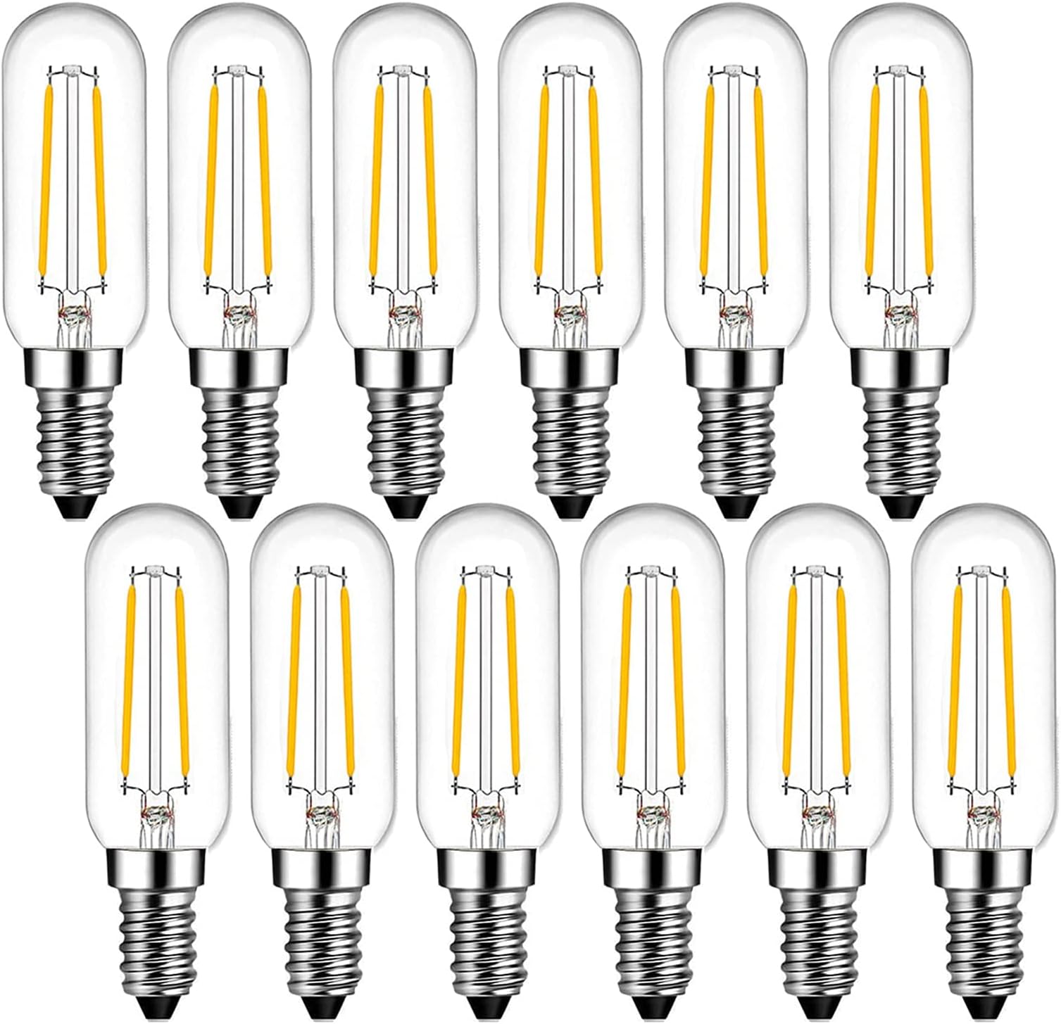 SHUWDKAR E14 Light Bulb 2700K Warm White 25 Watt Equivalent, Clear Glass Vintage LED Edison Bulb E14 European Base Non-Dimmable, 12 Pack