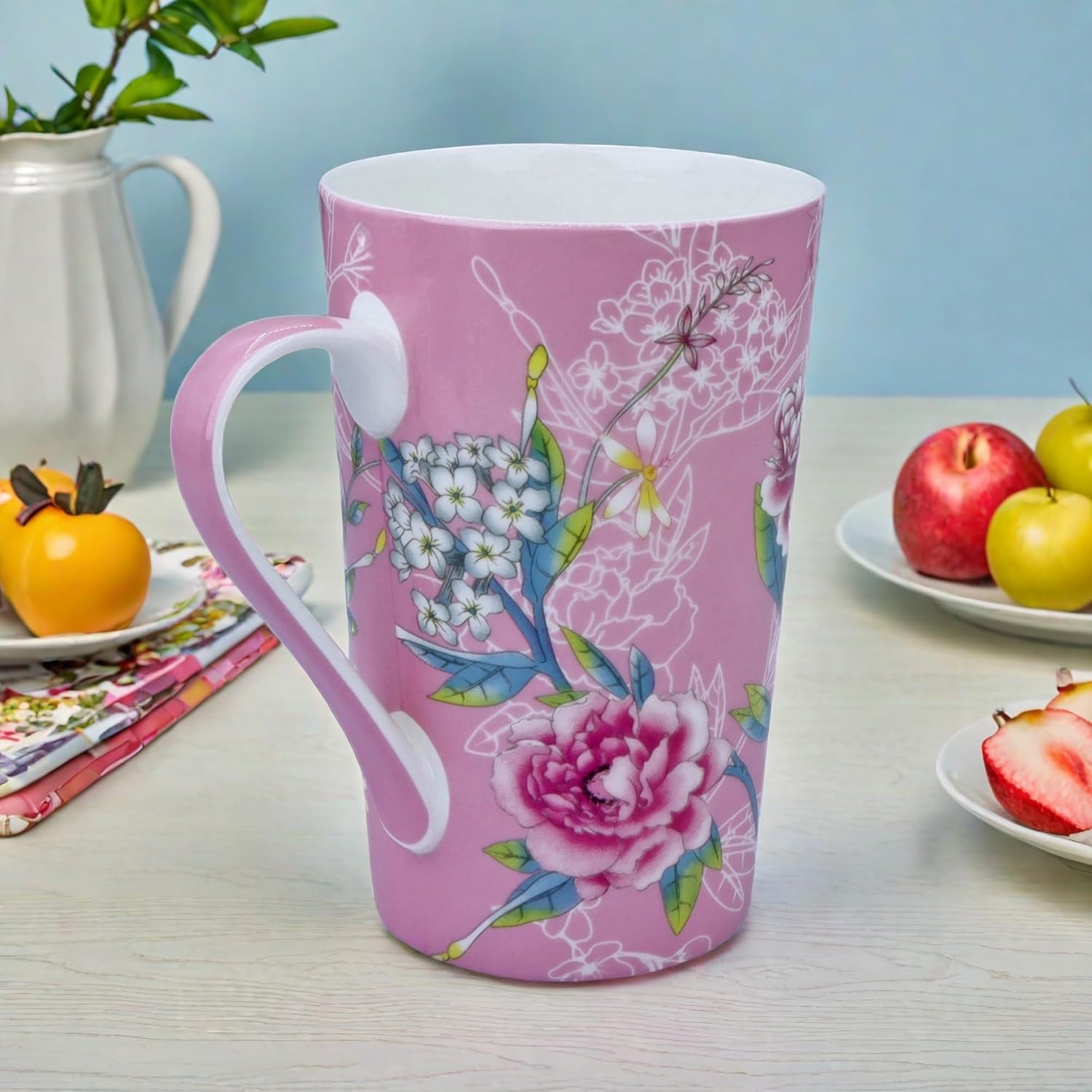 13oz Floral Coffee Mugs for Women Bone China Coffee Mug Cute Mugs Christmas Birthday Gifts for Mom Friends - Image 6
