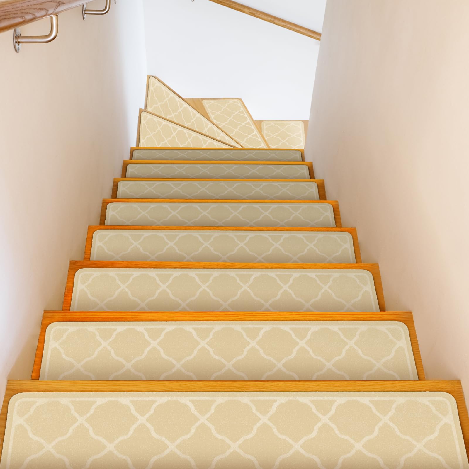 Edging Stair Treads Non-Slip 76 x 20cm(4PC), Indoor Carpet Treads Machine Washable, Reusable Staircases Runner Mat with Non Skid Rubber TPR Backing for Kids Elders and Dogs