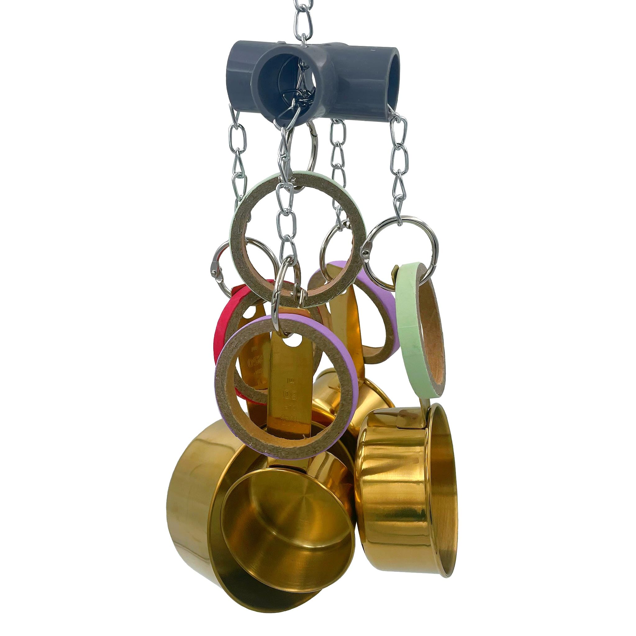 Parrot Toys for Medium & Large Birds - Stainless Steel Golden Chew Cups, Foraging Cardboard Bagel - Cockatoo, African Grey, Amazon, Mini Macaw, Eclectus - Durable Bird Enrichment Toys - image 2