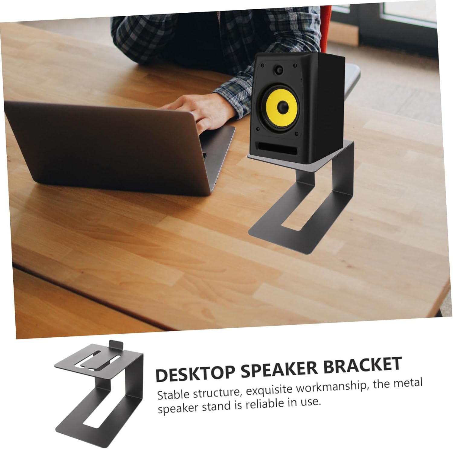 TOYANDONA Desktop Speaker Stands with Height and Tilt for Bookshelf Speakers Heavy Duty Clamp Support for Optimal Black