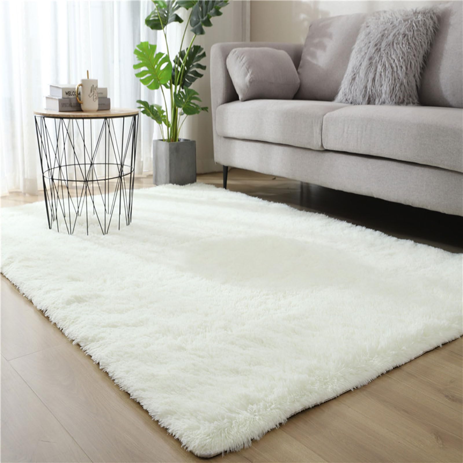 OPFdfhDFH Carpets, Carpets Living Room Bedroom Rug Non Shedding Washable Long Plush Rugs Decorative Soft Kids For Dining(Off White,40x60)