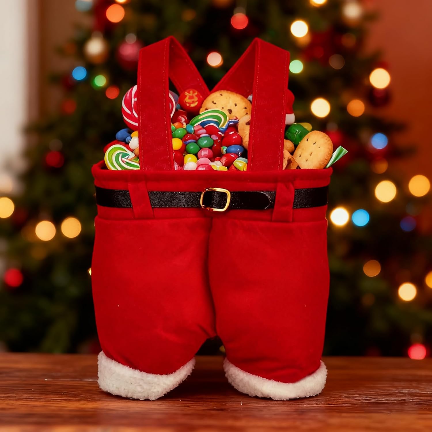 XYHTYBD 10 Pcs Small Christmas Gift Bags,Santa Pants Gift Bag For Wedding Holiday New Year Holiday Gift,Christmas Treat Bags For Kids Decorations image 3