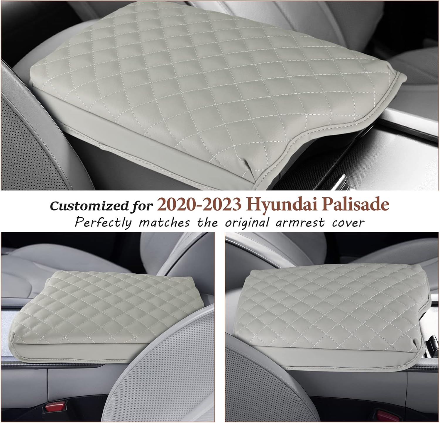 SKTU Upgrade for 2020-2024 2025 Hyundai Palisade Center Console Cover 2020 2021 2022 2023 2024 2025 Palisade Armrest Cover 2023 2024 2025 Palisade Accessories Center Console Cushion(Grey)