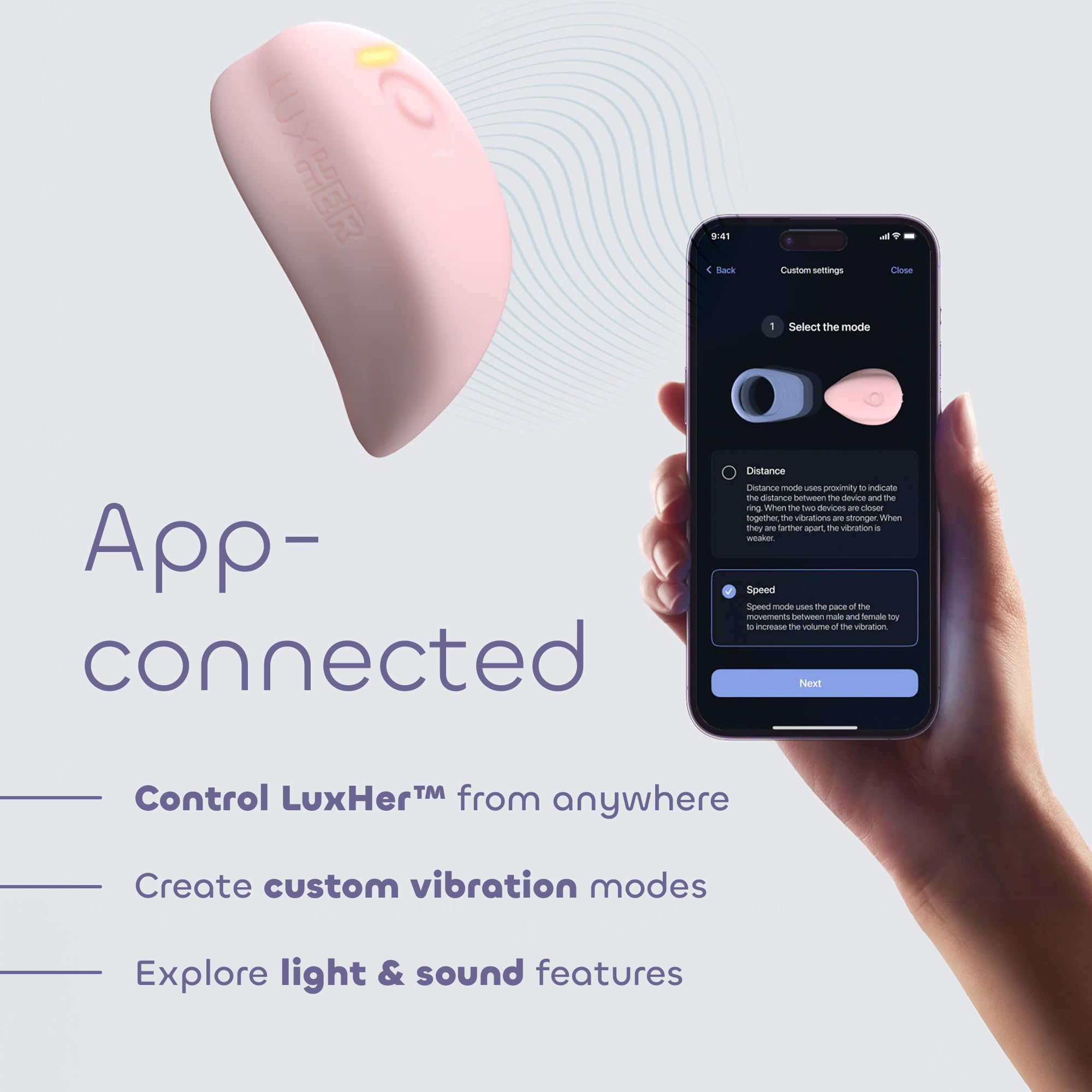 LUXUS App Controlled Couples Toy – Vibratore Interattivo per Coppie – Controllo Remoto Hands-Free con Lux-Connect – Per Coppie, LuxHer e LuxHim