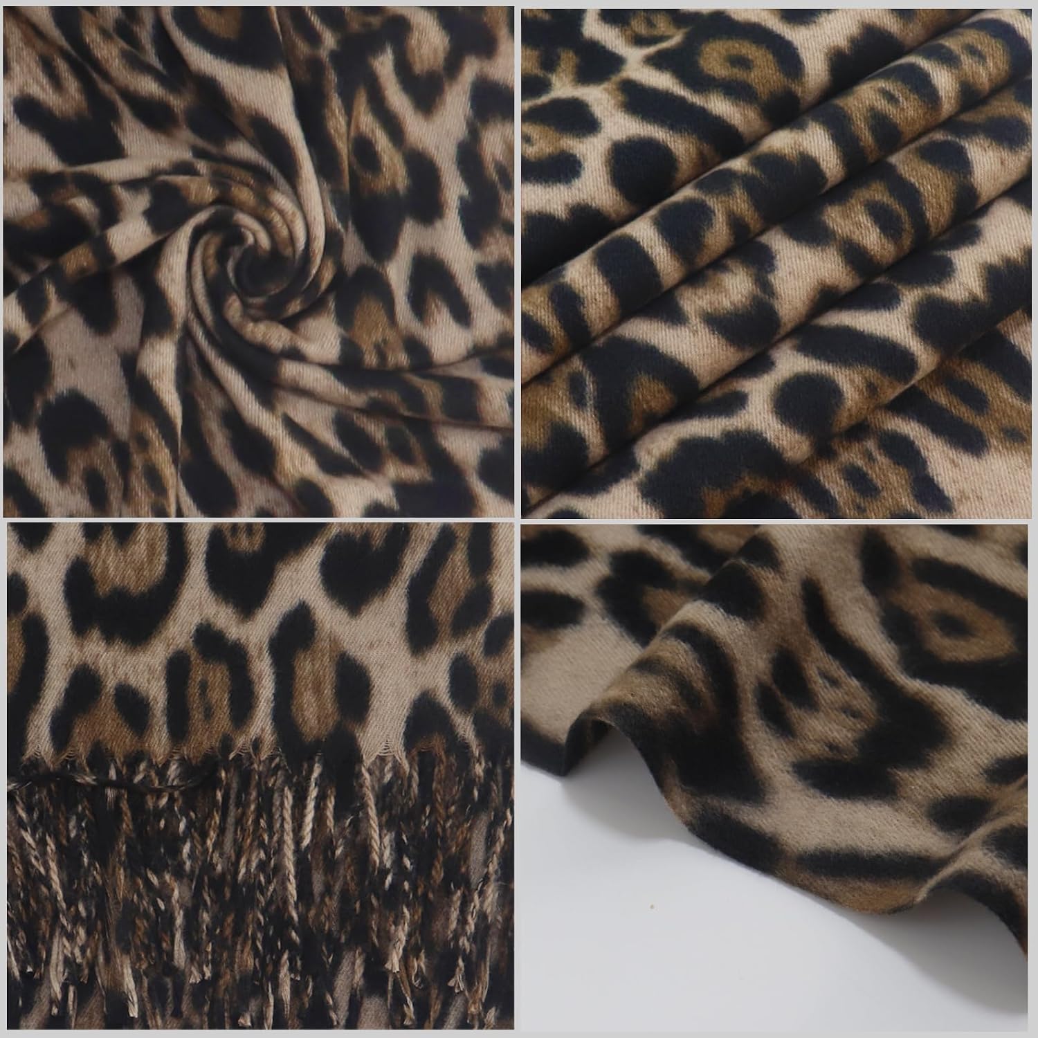 Leopard Print Pashmina Scarf,Fall Winter Women's Fashion Animals Shawl Wrap