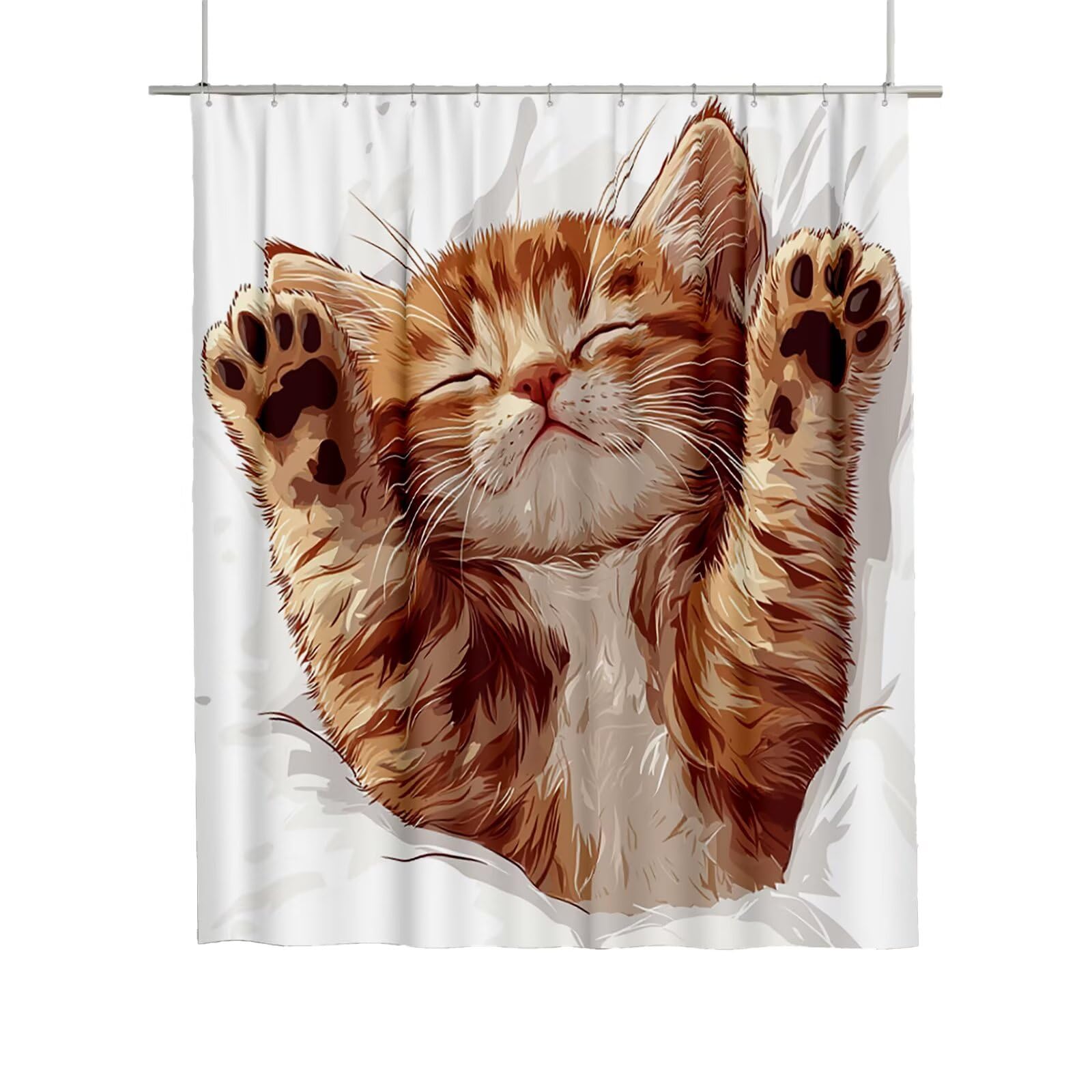 Rideau de douche chat brun 180x180 cm, une idée cadeau originale pour la maison