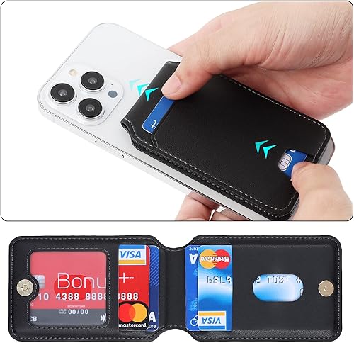 Miniatura 2 de Cavor Cartera magnética y tarjetero para Apple MagSafe, cartera magnética para teléfono que se adhiere como tarjetero de crédito para Apple MagSafe,
