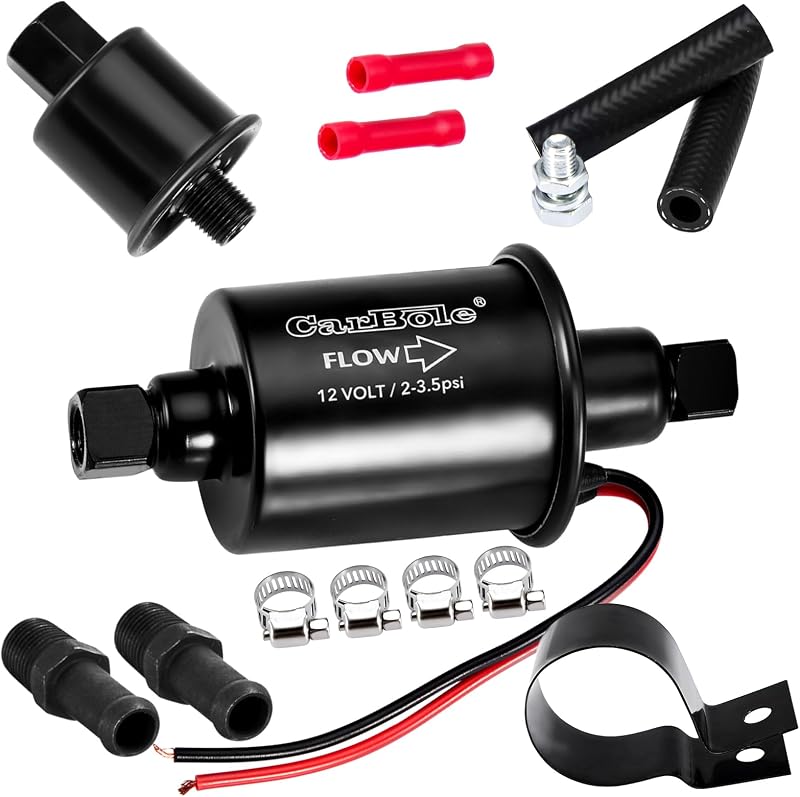 Bomba elétrica de combustível CarBole 12 V de baixa pressão 2–3,5 PSI, 24 GPH – Para carburadores, com kit de instalação
