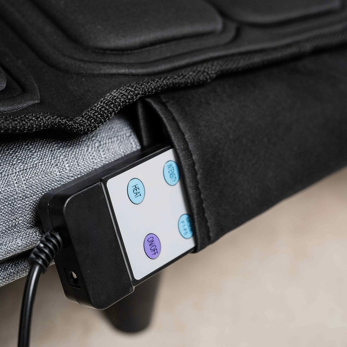 Colchón masajeador eléctrico con calefacción vibración, 10 motores vibrantes, 5 modos de masaje, 3 niveles de intensidad, calefacción lumbar, plegable, control remoto con cable, relajación muscular en