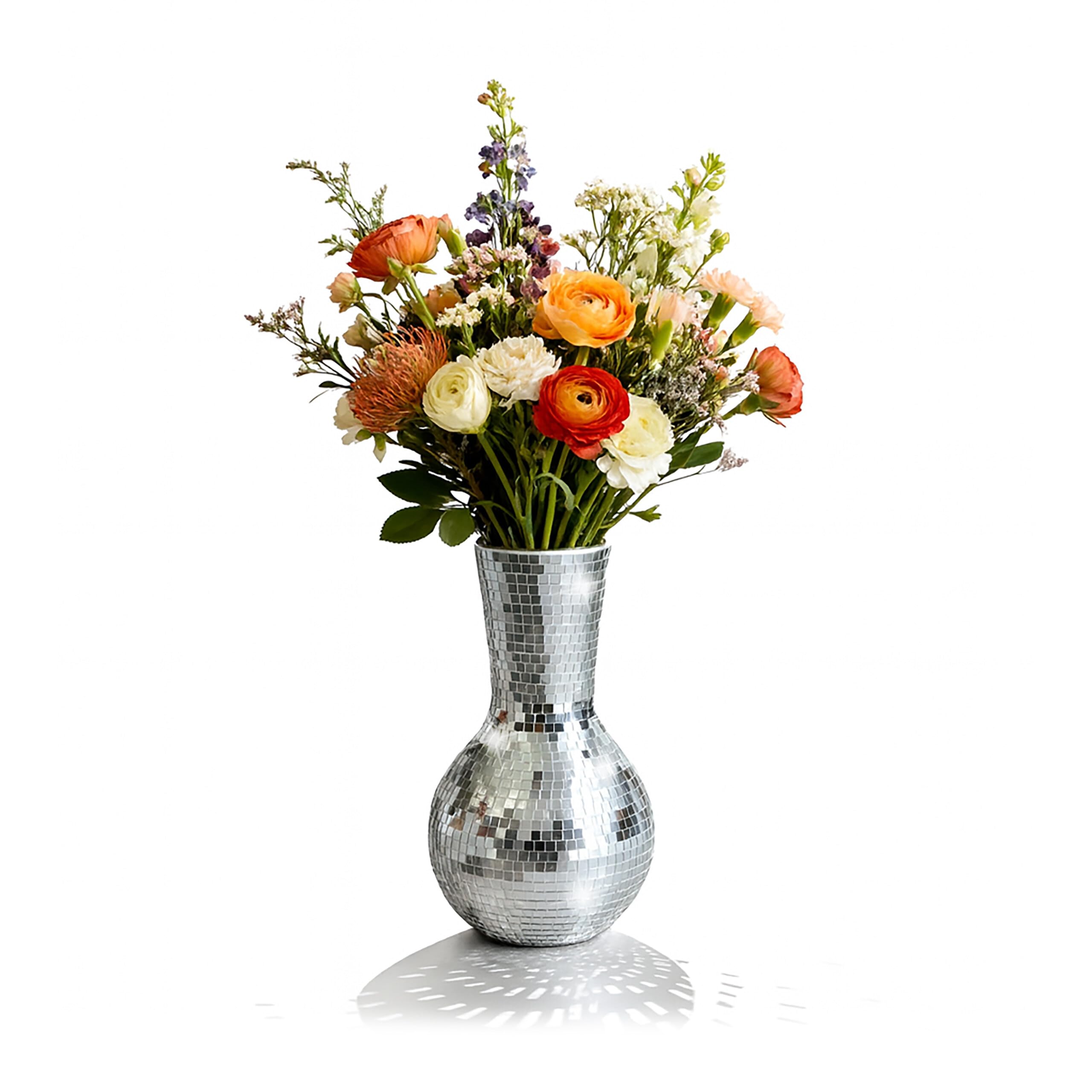 Vase Relaxdays disco réfléchissant la lumière pour une déco de table scintillante