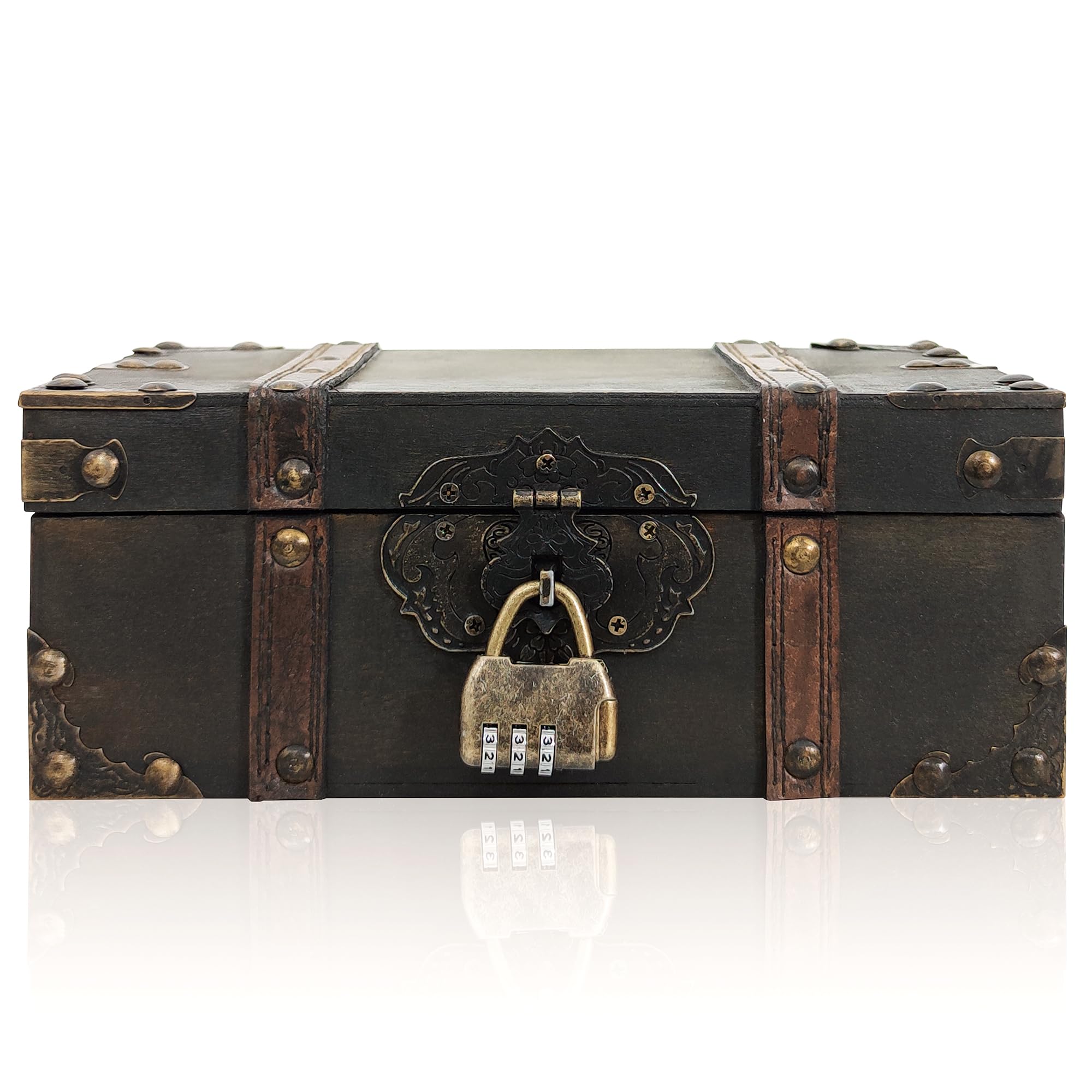 Amazon.com: Yulaexie Wooden Box with Lid Vintage Treasure Chest with ...