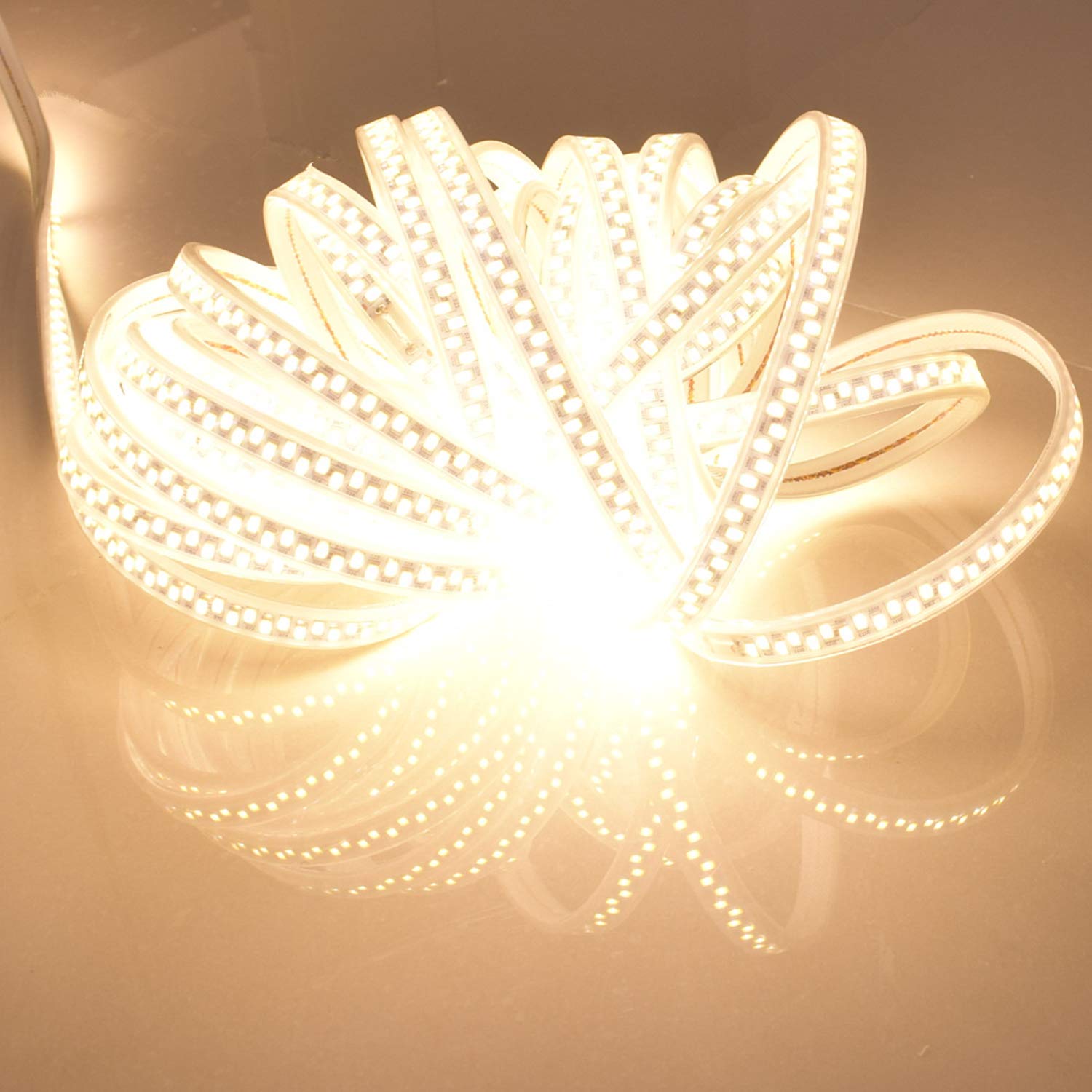Taśma LED, 220 V AC 2835, 180 diod LED/m, IP68, taśma świetlna (ciepła biel) (15 m)