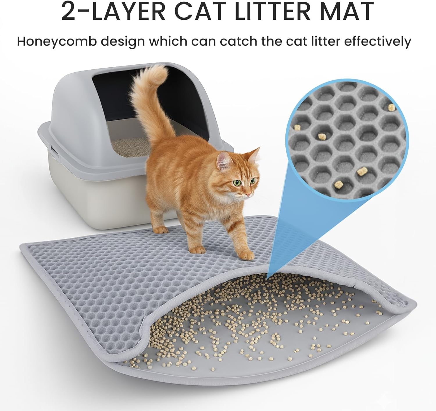 Simple Deluxe XL Stainless Steel Litter Box with Lid, Extra Large Cat Litter Box for Big Cats, High-Sided Anti-Leakage Metal Litter Tray, Non-Stick Bottom, Easy to Clean, Light Gray