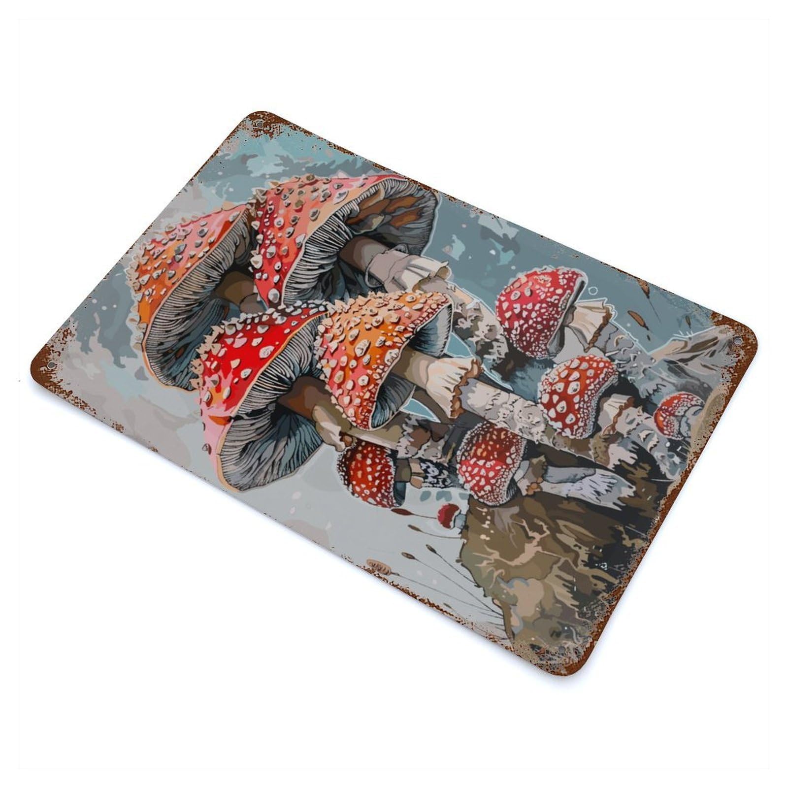 Red Mushroom Retro Metal Sign 11.8"x7.9", Vintage Wall Decor for Garage, Pub Or Kitchen