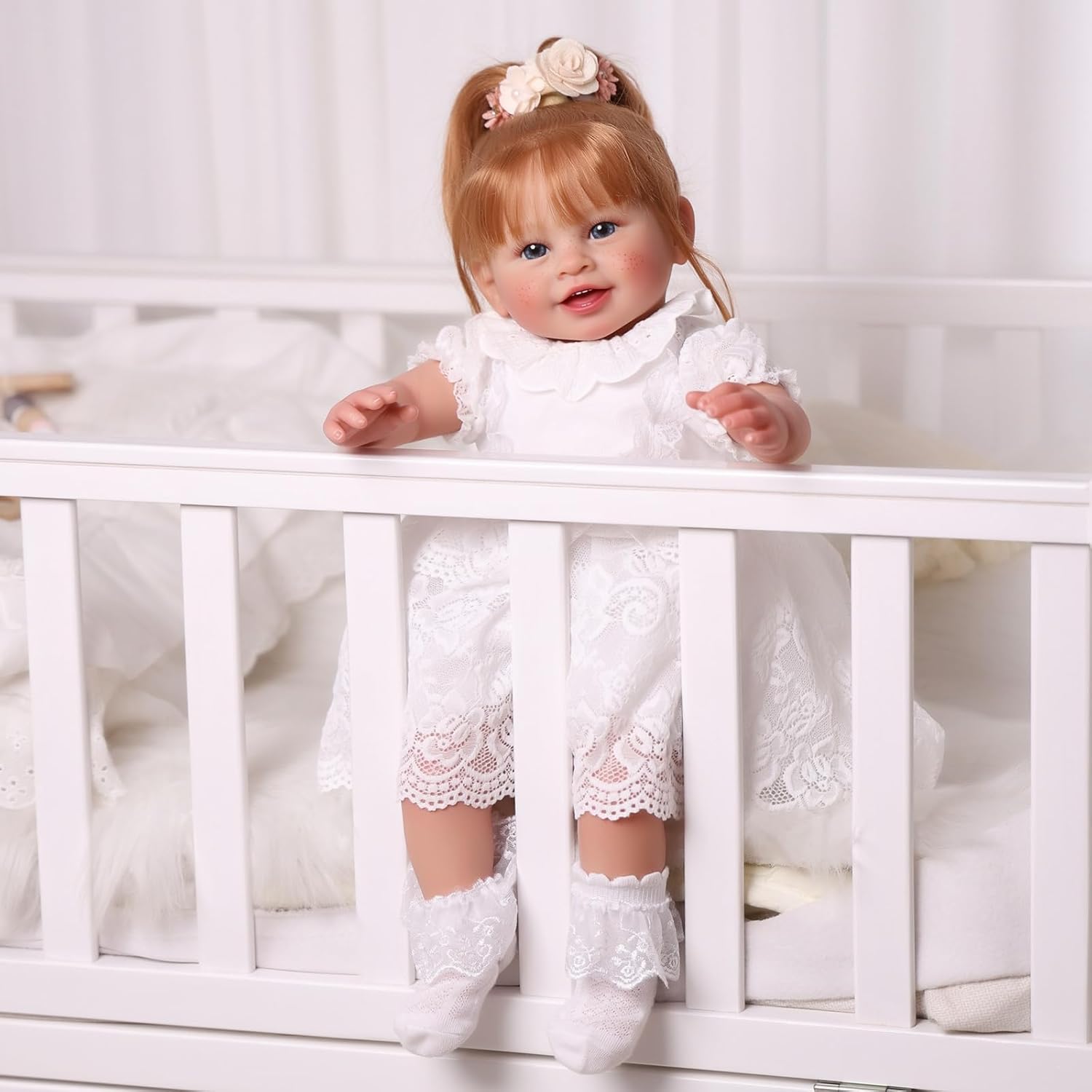 BABESIDE Reborn Baby Dolls, 20Inch Soft Cloth Body Realistic Baby Doll/Rooted Hair and Open Eye Reborn Doll for Girls Real Life Baby Dolls Perfect for Kids Ages 3 , Playtime and Collection