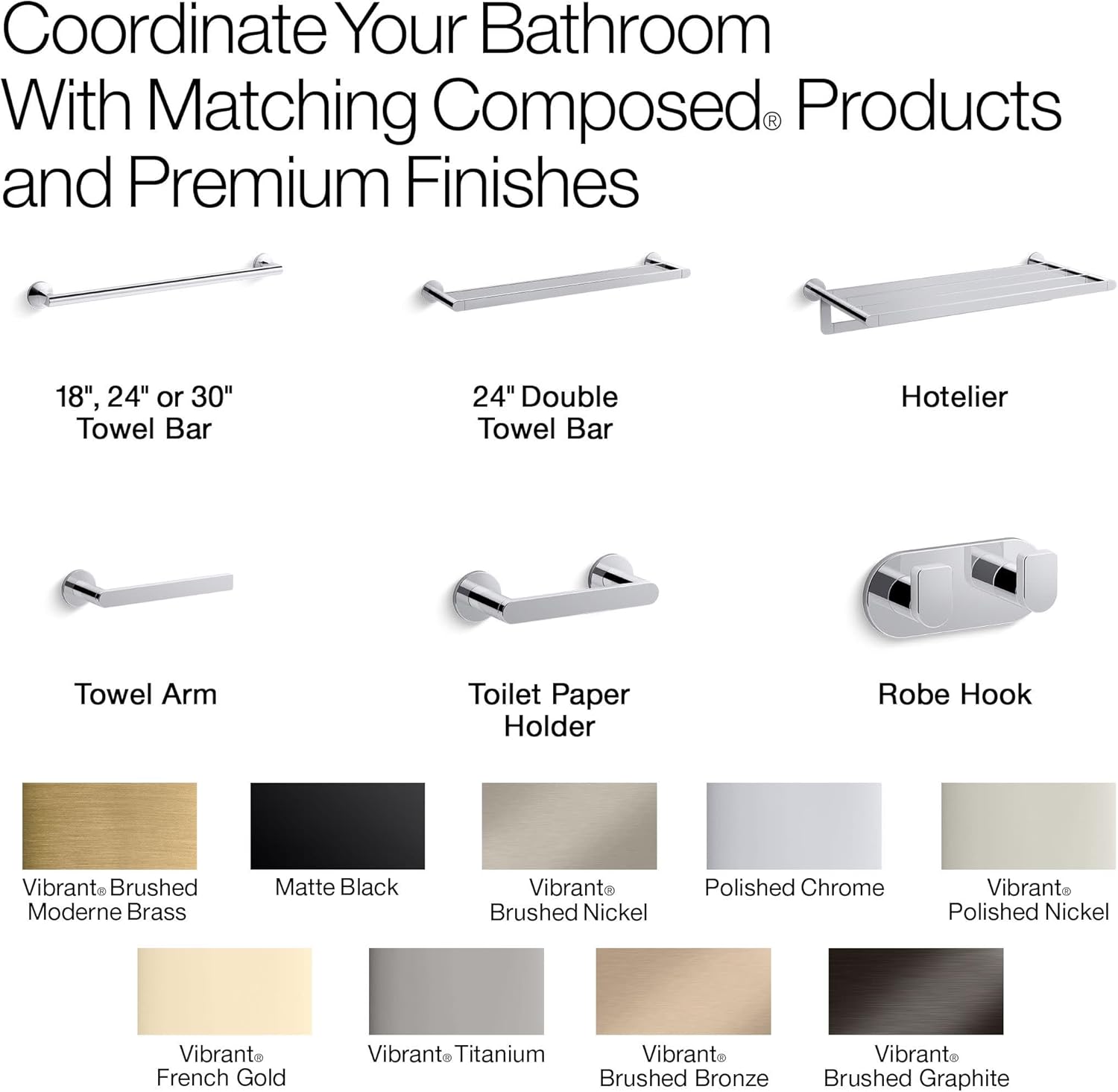 Kohler 73147-BL Composed Pivoting toilet paper holder