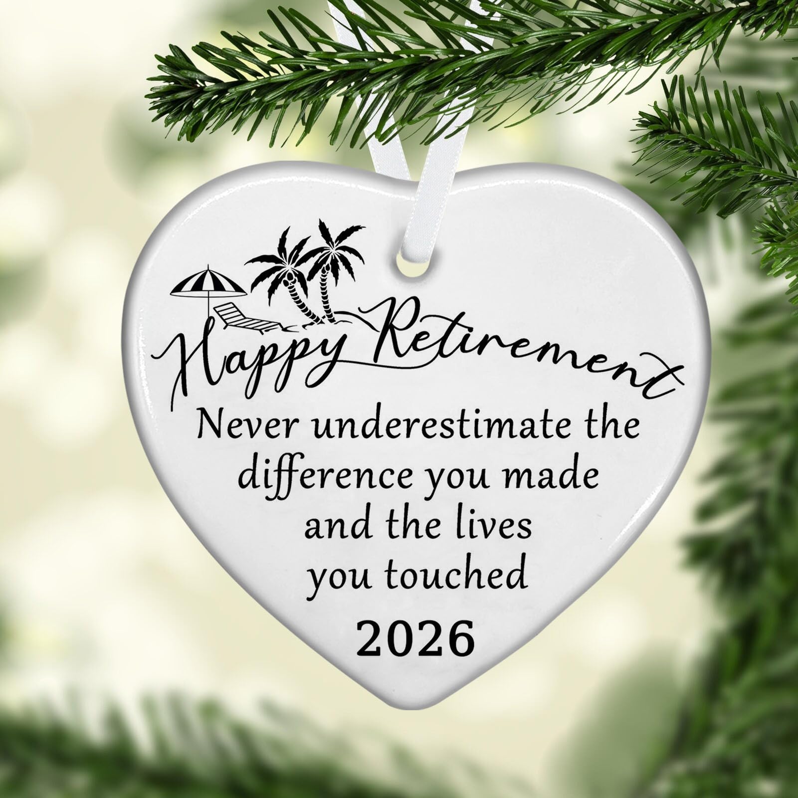 Ciondolo Cuore In Ceramica Per Pensionamento - 'Never Underestimate The Difference You Made' - Regalo Per Donne, Insegnanti, Infermiere, Colleghe - 4