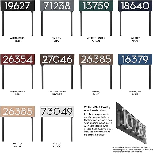 Miniatura 7 de Placa de dirección horizontal flotante moderna de 4 pulgadas con estacas de césped, letrero de dirección montado, letrero de números de casa,
