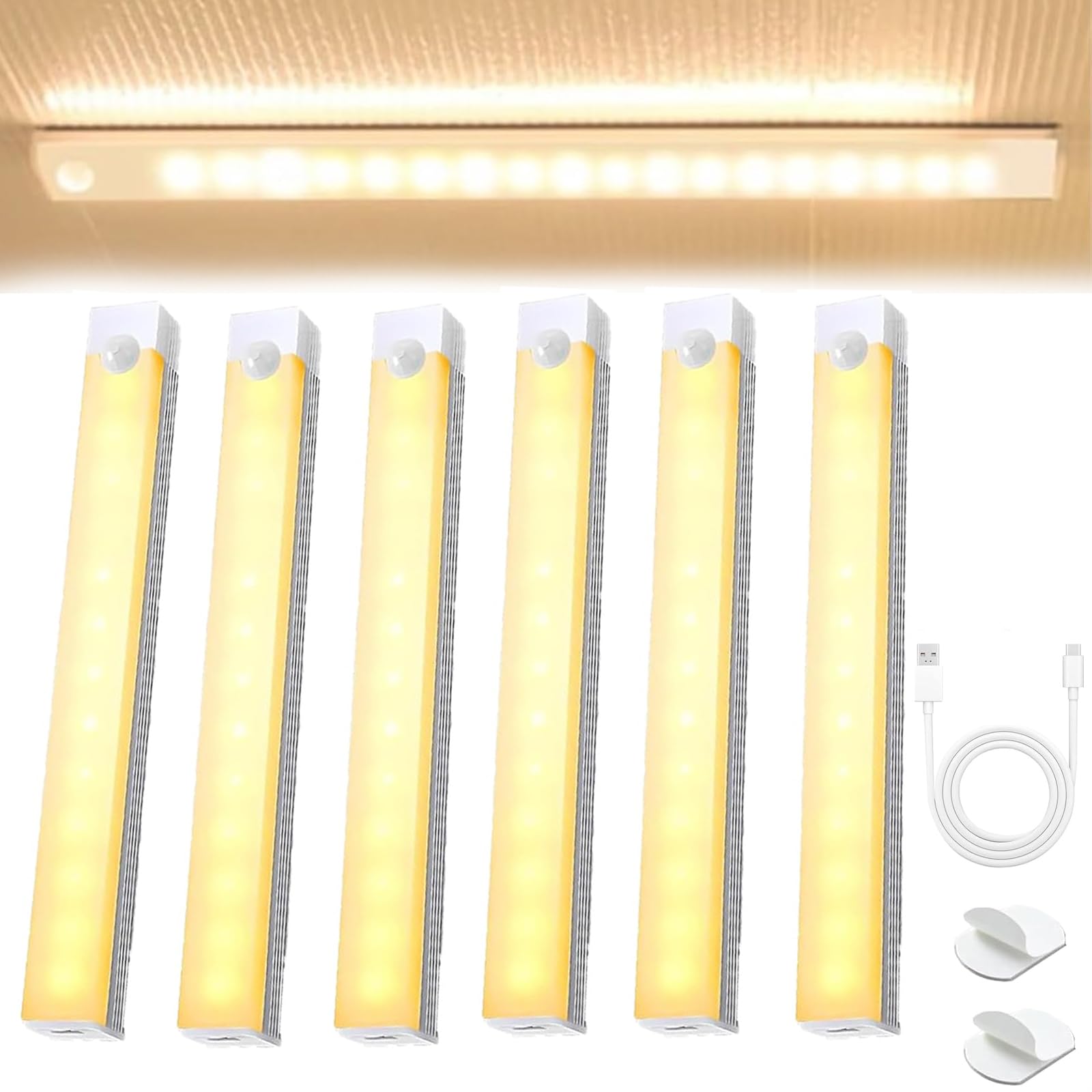 Punch-Free Smart Sensor Magnetic Rechargeable LED Lights, Human Long Motion Sensor Wireless Magnetic Light for Kitchen,Stairs,Fridge