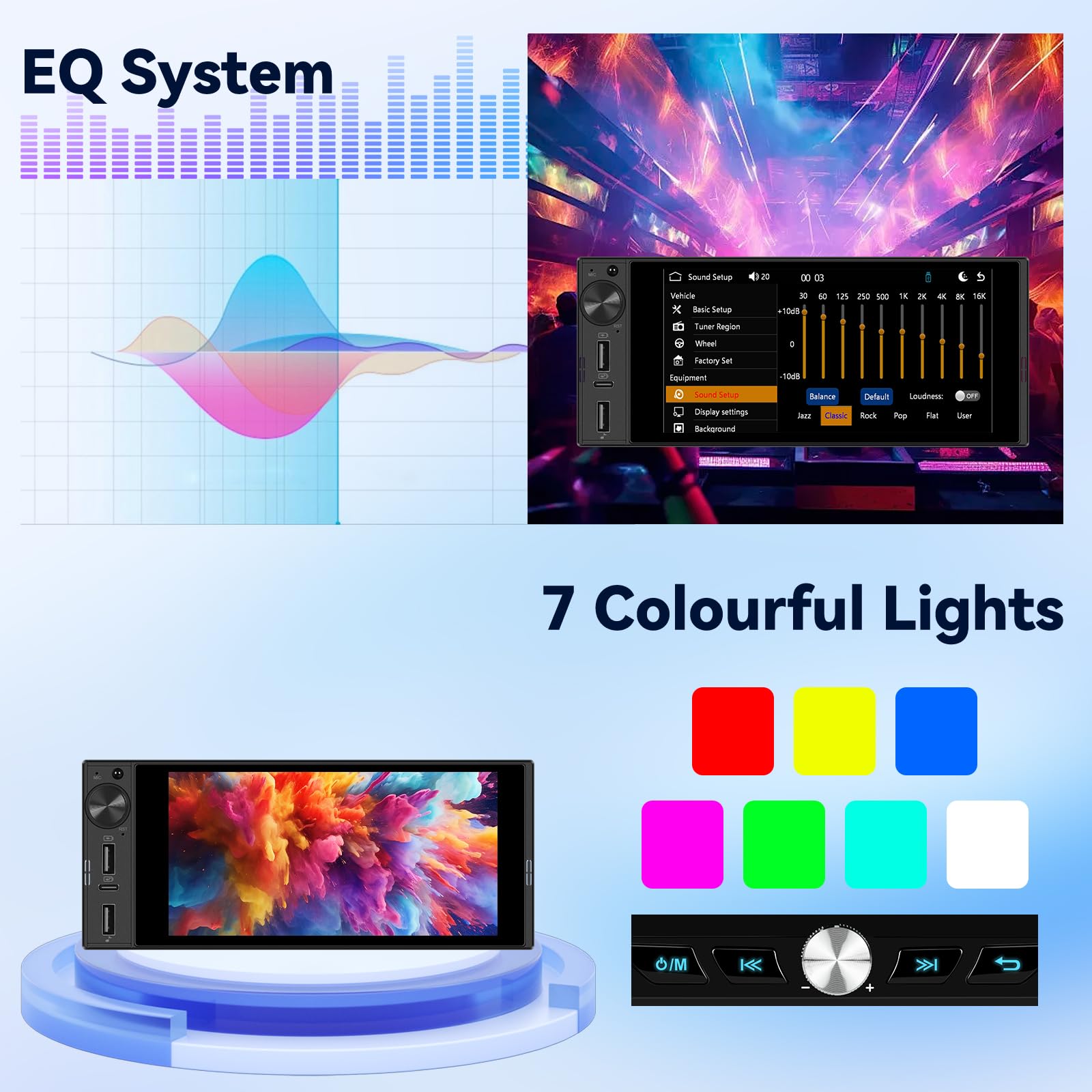 NHOPEEW Autoradio 1 DIN Avec CarPlay et Android Auto Sans Fil, Radio FM, commandes au Volant, Prise en Charge de la caméra de recul, Double Port USB + Type-C à chargement Rapide