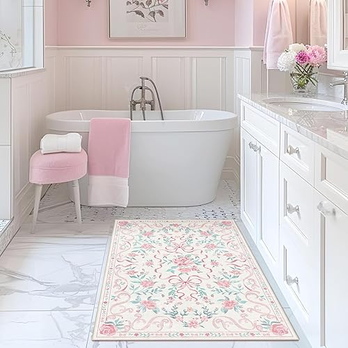 Vista 121 de Alfombras pequeñas de 2 x 3 pulgadas para entrada, alfombra bohemia verde para baño, pasillo, alfombra de cocina vintage, antideslizante, lavable