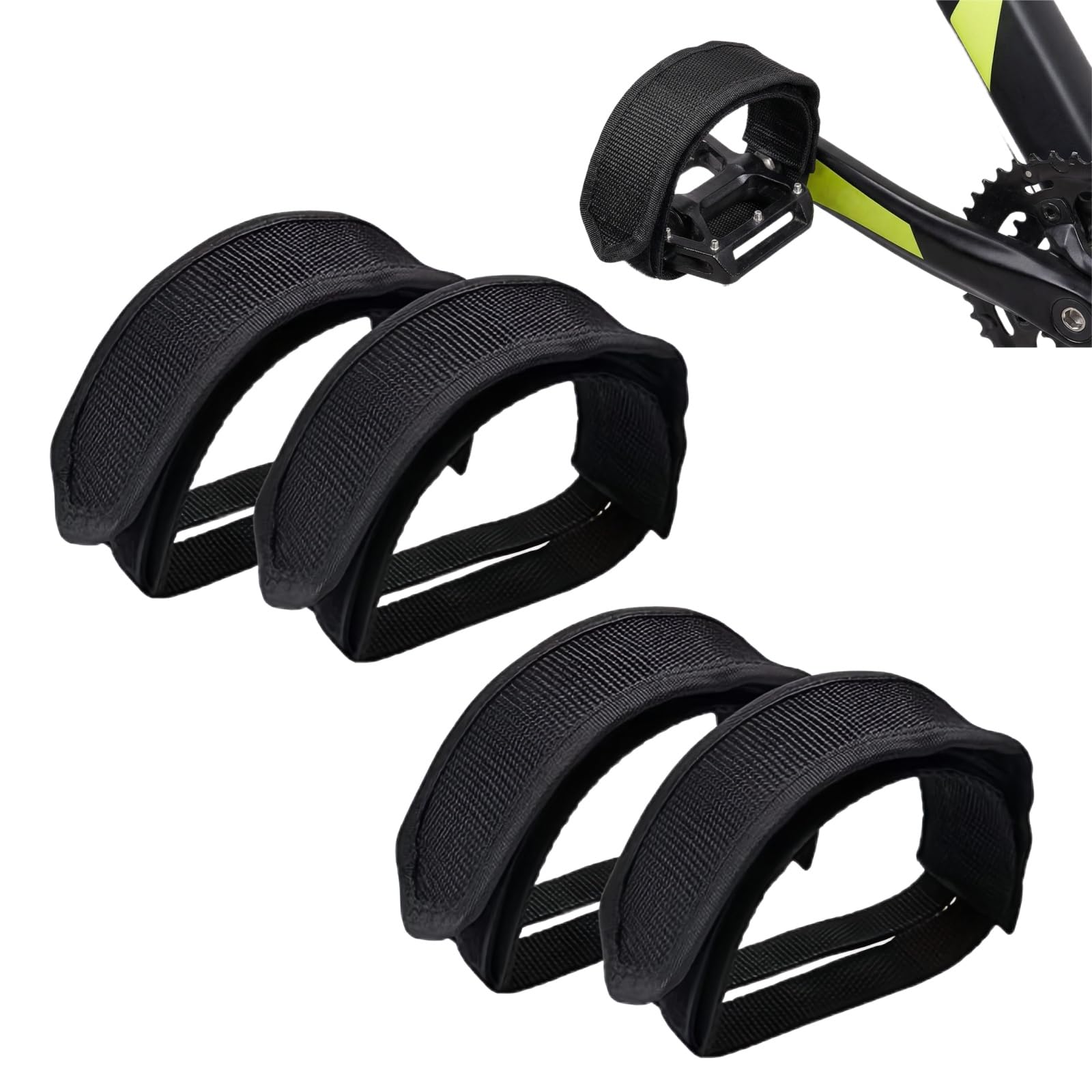 2 Pairs Adjustable Bike Pedal Straps,Anti-Slip Exercise Bike Pedals with Straps,Bicycle Footrests,Mountain Bike Pedal,Folding Bike Strap,Self-Adhesive for Outdoor Cycling And Exercise Bicycle,Black