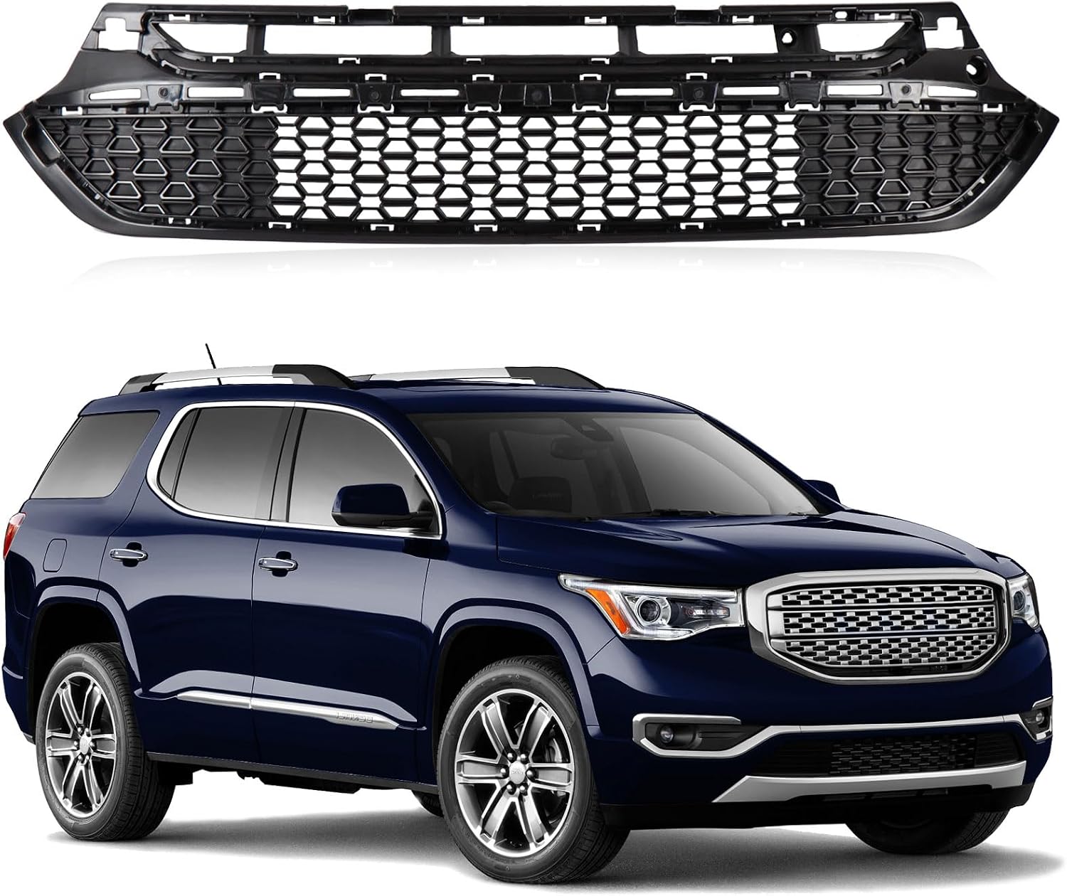 Front Bumper Lower Grille Compatible with GMC Acadia 2017-2019 Front Bumper Cover Hood Mesh Grille Replace:23159135