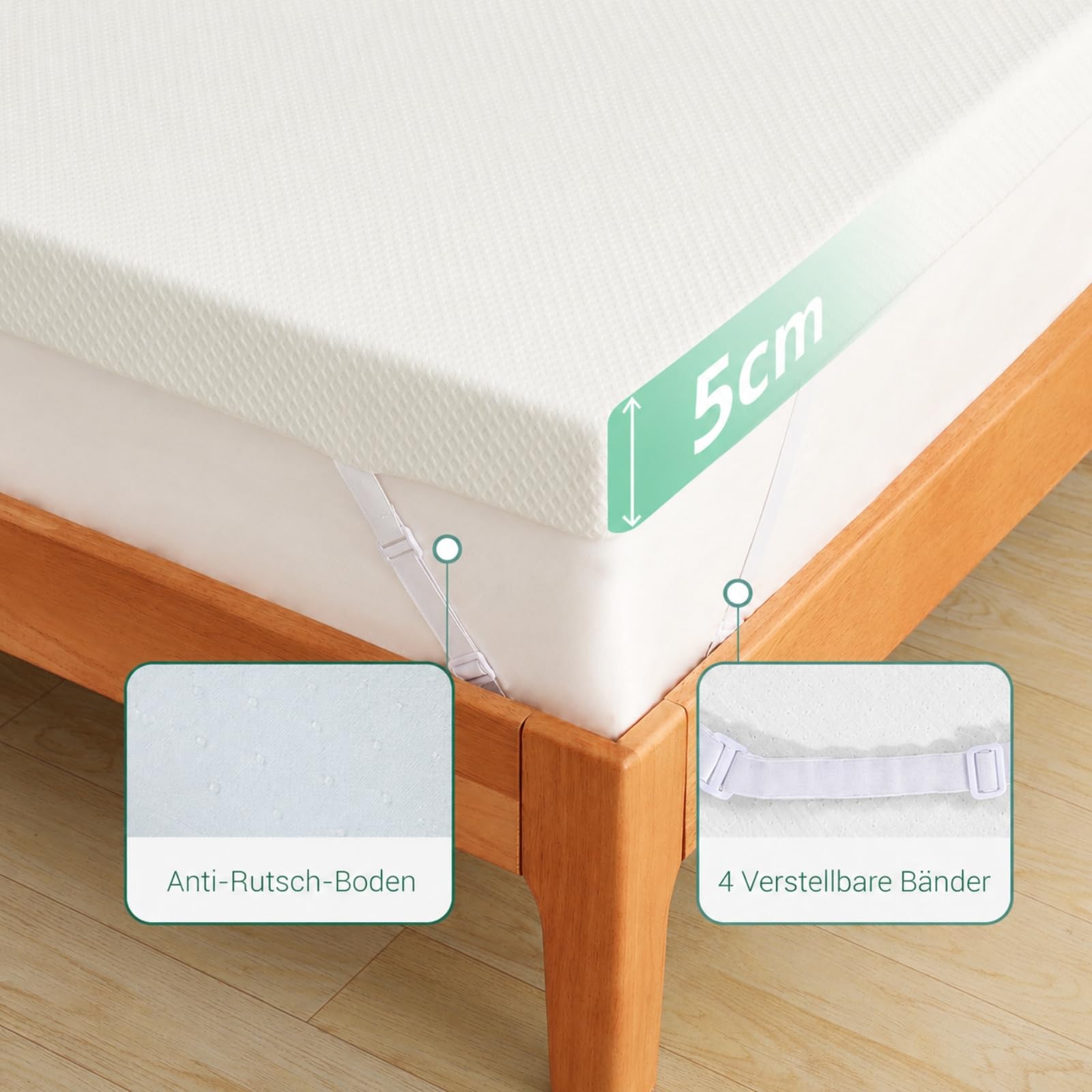 Gel Topper 180x200cm, Matratzen Topper aus 5 cm Gel-Memory- Schaum, Atmungsaktiver Matratzentopper, ÖEko-Tex Zertifiziert, H2 Weiche für Matratzen Boxspringbett, Schlafsofa, Gästebett | Die schnelle Matratzen-Aufwertung für Gästebett, Jugendzimmer & Schla
