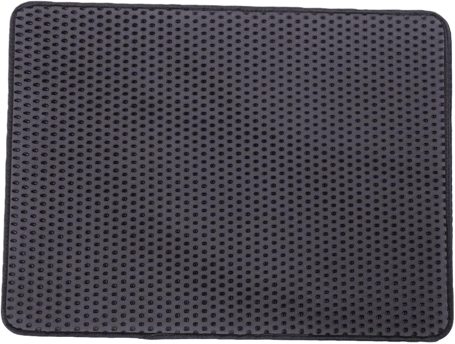 GLOGLOW Extra Large Cat Litter Mat 40x28 Double Layer Litter Trapping Mat with Non Slip Urine Proof Design for Less Mess and Easy Cleaning (Black)