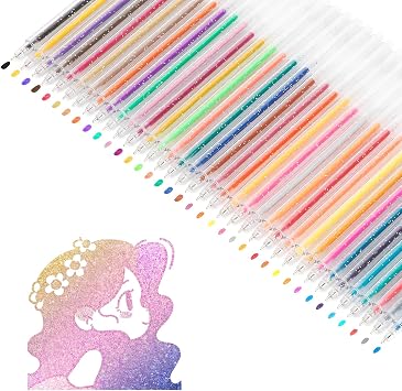 SMOOTHERPRO Glitter Gel Pens, 36 Colors Glitter Colored Pens, 1.0mm Bold for Adults Coloring Books Drawing Sketching Journaling Scrapbook SC633-36