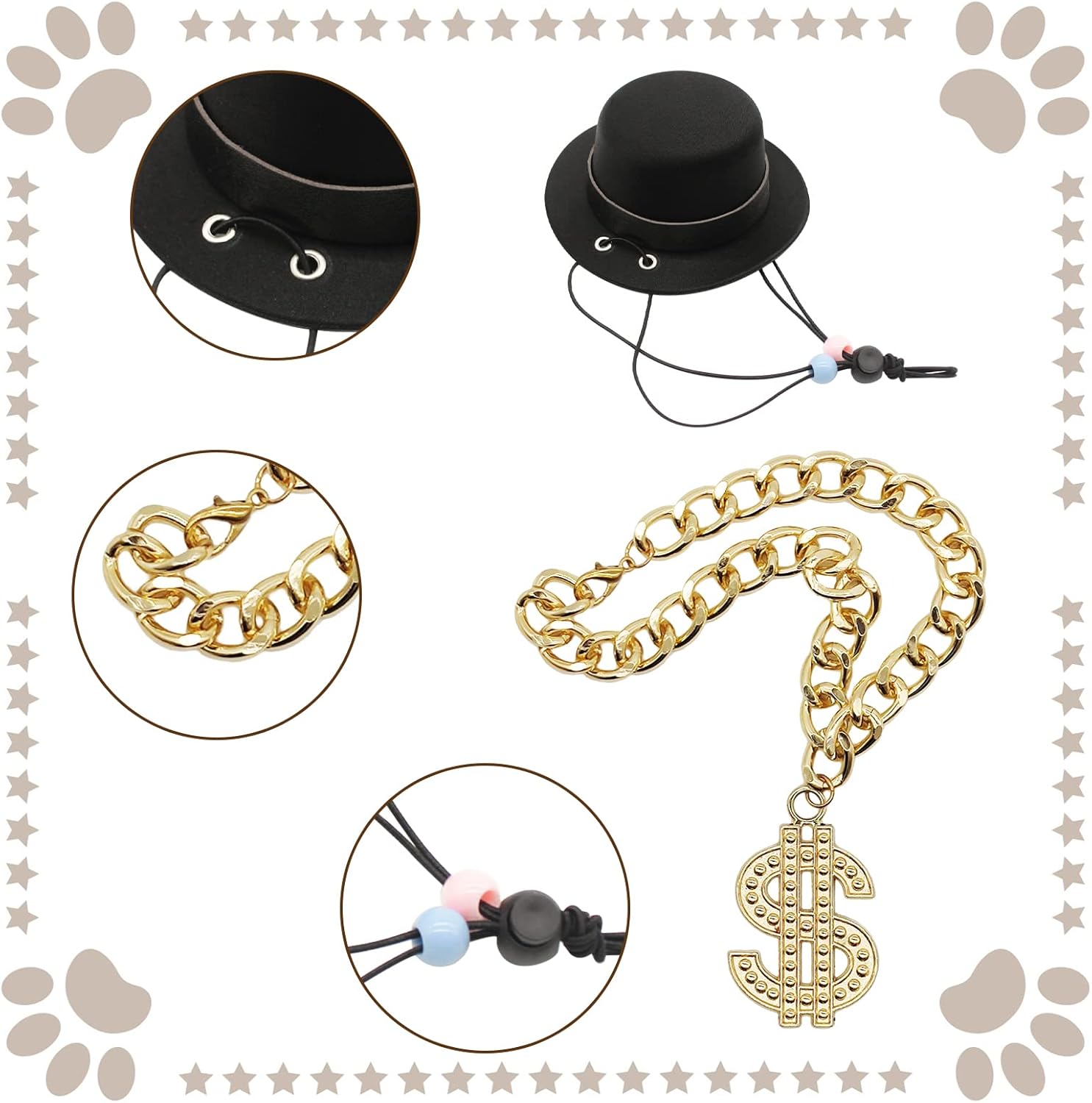 HACRAHO Pet Formal Hat with Chain - Image 4