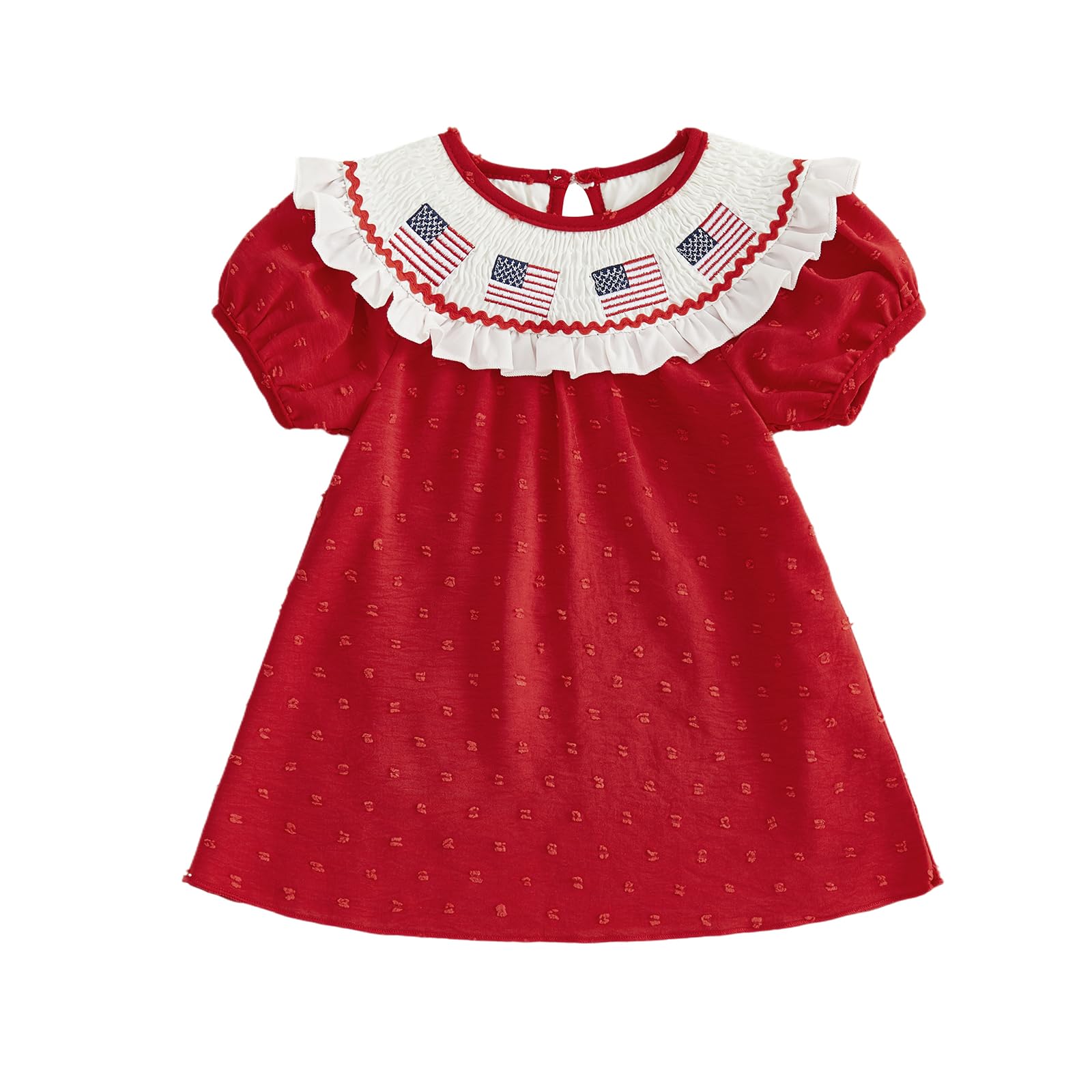 Toddler Girl 4th of July Outfit American Flag Smocked Dress Baby Girls Ruffle Princess Dresses Cute Summer Clothes