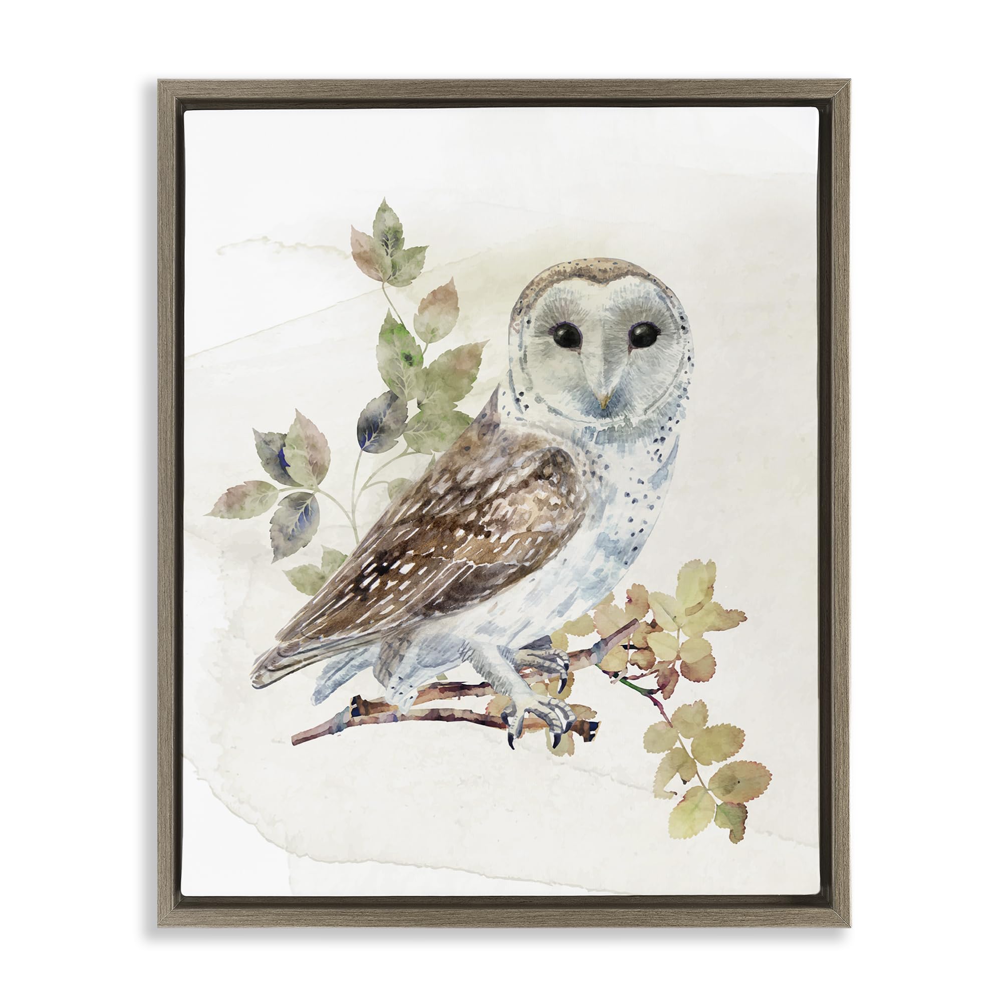 Stupell Industries 'Owl Among Autumn Leaves', Floating Frame Canvas Art, Brown, 25 x 31 Inches, Easy to Hang and Sturdy, Made in USA, by CAD Designs