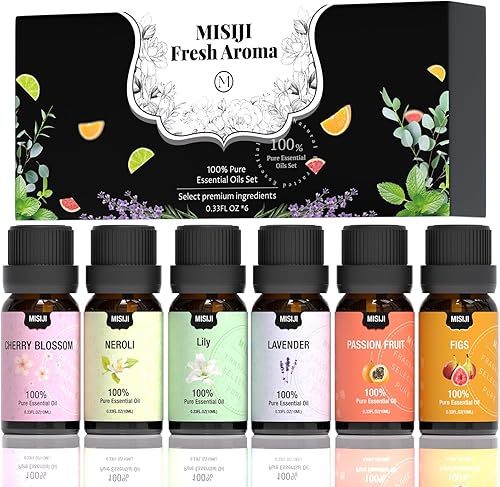 MISIJI Juego de aceites esenciales, aceites difusores de primera calidad para el hogar, aceites esenciales para aromaterapia, verano, playa, 0.5 fl