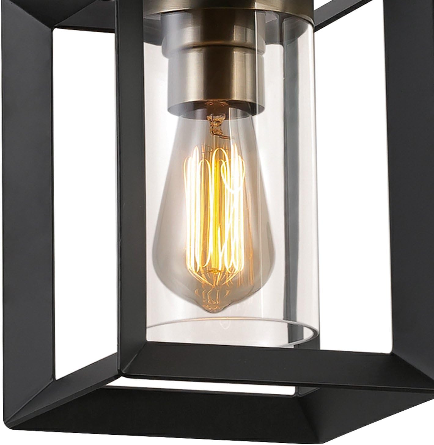 Globe Electric 65952 Verona 1-Light Pendant, Dark Bronze, Antique Brass Accents, Clear Glass Shade