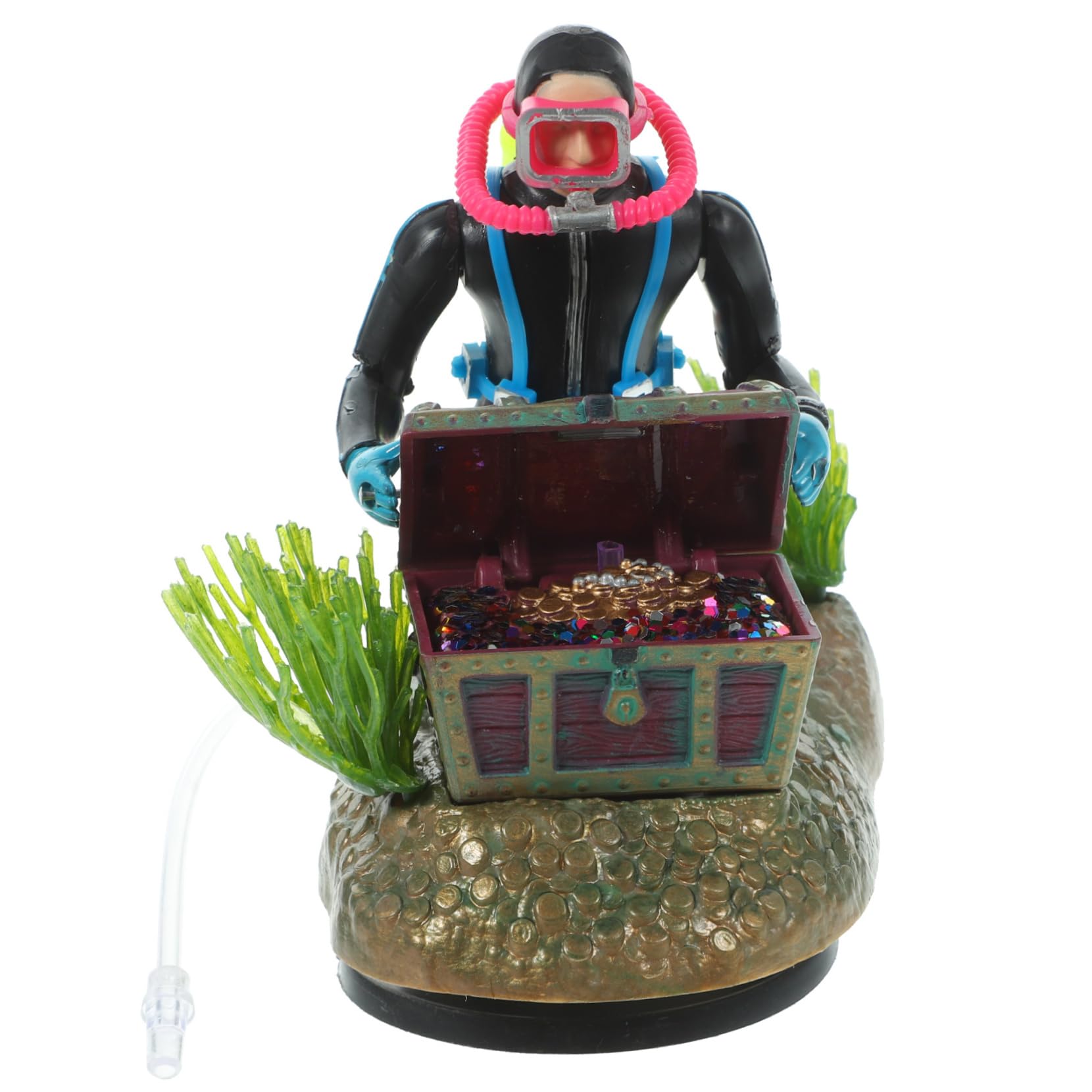 POPETPOP 2 Ensembles Fish Tank Treasure Chasse Grenouille Figurine D'aquarium Titulaire Décorations Remplisseur D'aquarium Ornement De Plongeur Flottant Ornement D'aquarium Usine Plastique