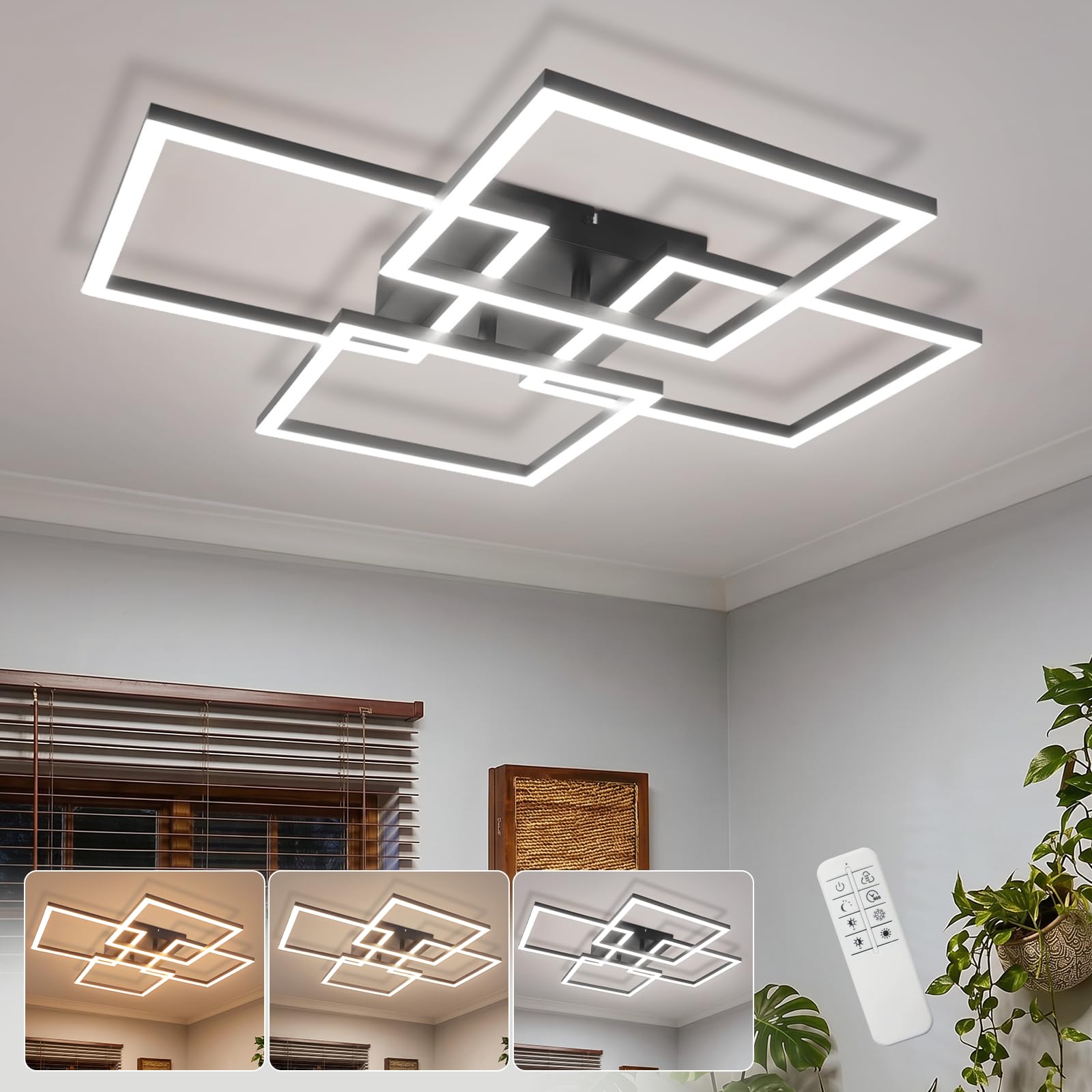 Homefire Plafonnier LED, 43W 6200lm Moderne Lampe de Plafond 3000K-6500K,